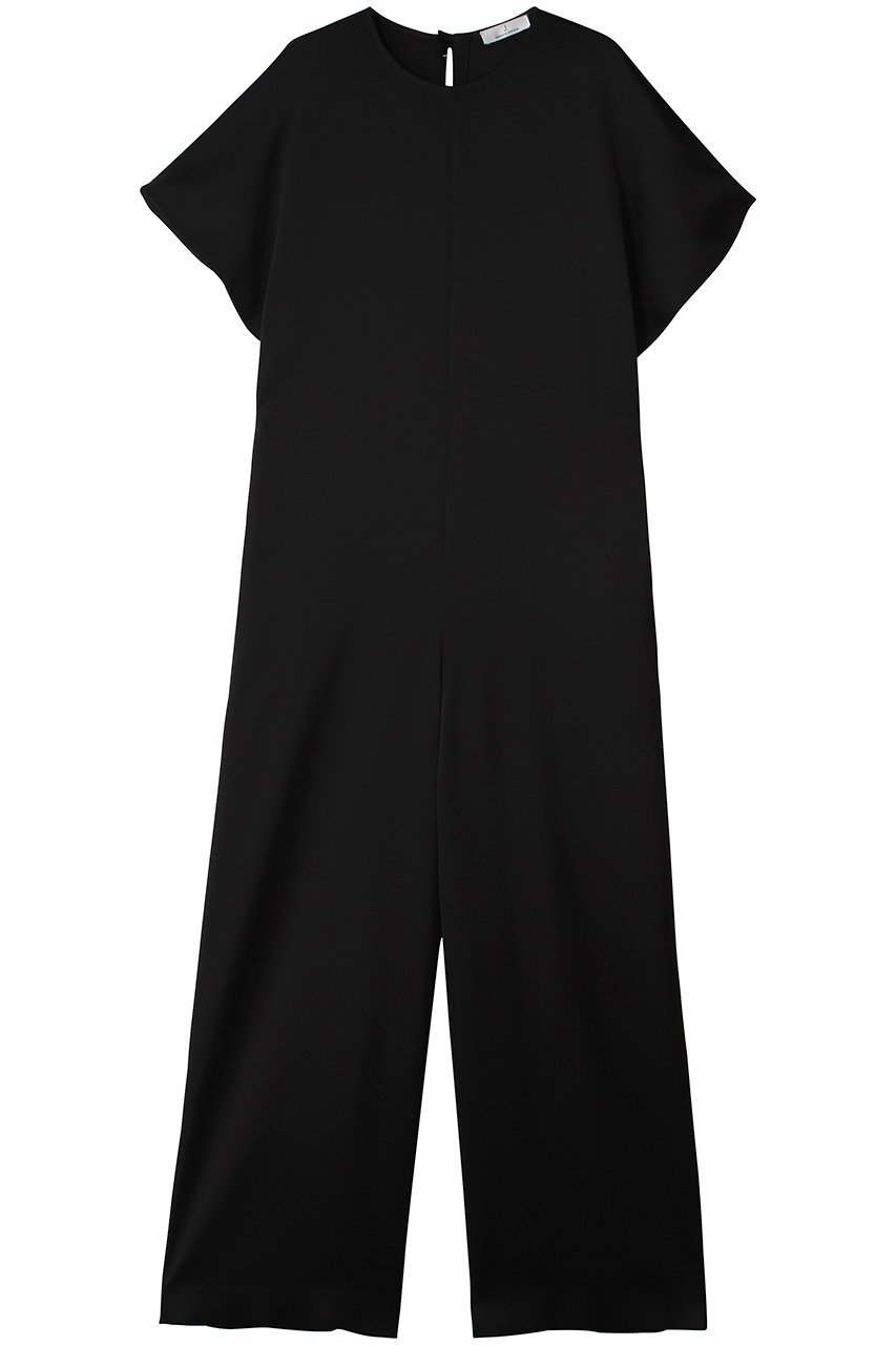 【ジェイドット/j.】のダブルサテン オールインワン インテリア・キッズ・メンズ・レディースファッション・服の通販 founy(ファニー) 　ファッション　Fashion　レディースファッション　Fashion for Women　パンツ　Pants & Trousers　エレガント 上品　Elegant　サテン　Satin, Glossy Fabric　シンプル　Simple, Minimal　ジュエリー　Jewelry, Accessories　スリーブ　Sleeve, Long Sleeve / Short Sleeve　ダブル　Double, Double-Breasted　フレア　Flare, Flared　新作・新入荷　New Arrivals / New In　ブラック|ID: prp329100004935578 ipo3291000000037038144