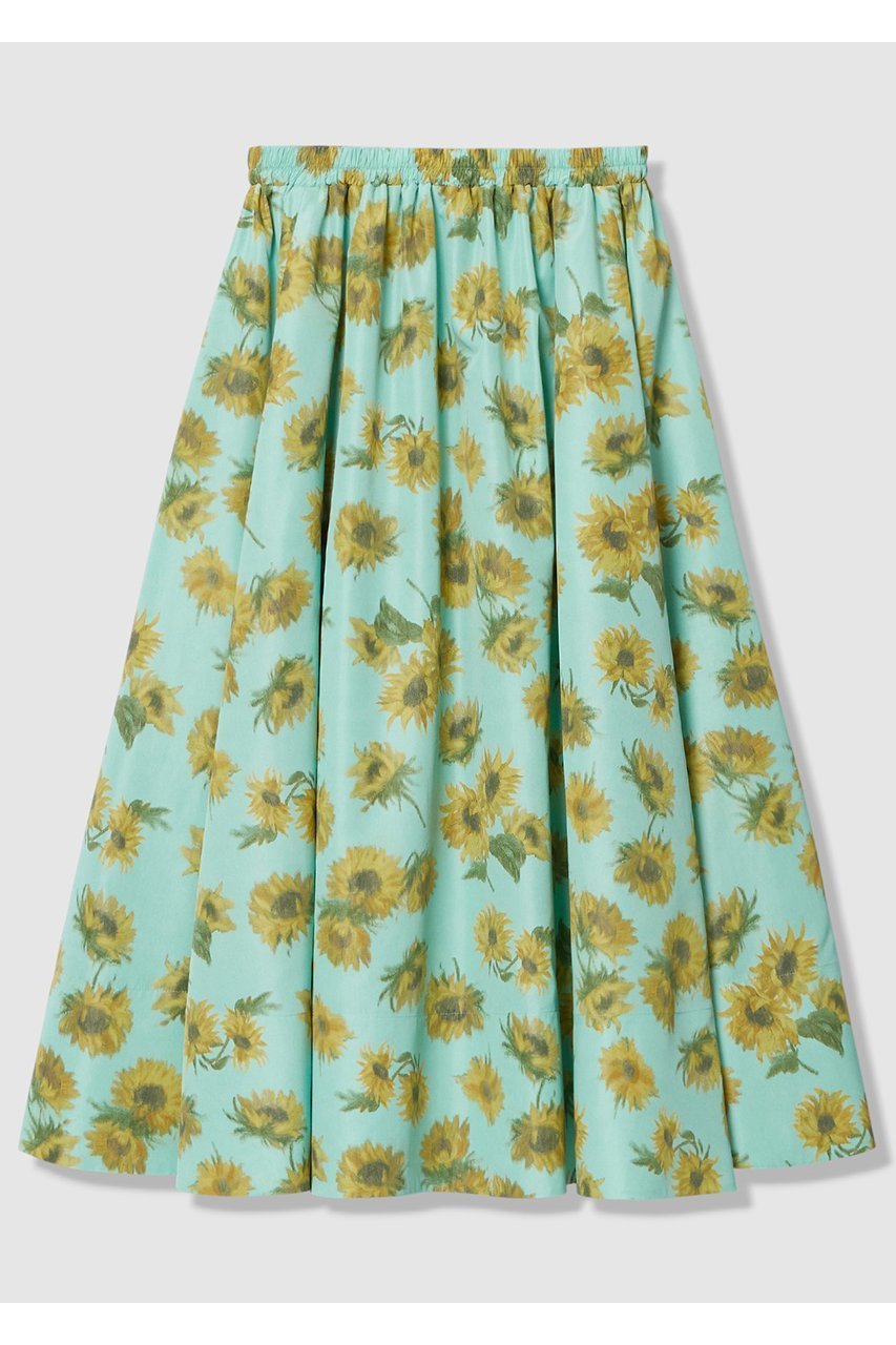 【アルアバイル/allureville】の【LOULOU WILLOUGHBY】サンフラワープリントギャザースカート インテリア・キッズ・メンズ・レディースファッション・服の通販 founy(ファニー) 　ファッション　Fashion　レディースファッション　Fashion for Women　スカート　Skirts　ギャザー　Gathered, Ruffled　シンプル　Simple, Minimal　タフタ　Taffeta, Structured Fabric　フレア　Flare, Flared　プリント　Print, Printed Pattern　夏　Summer　新作・新入荷　New Arrivals / New In　グリーン系|ID: prp329100004935589 ipo3291000000037038222