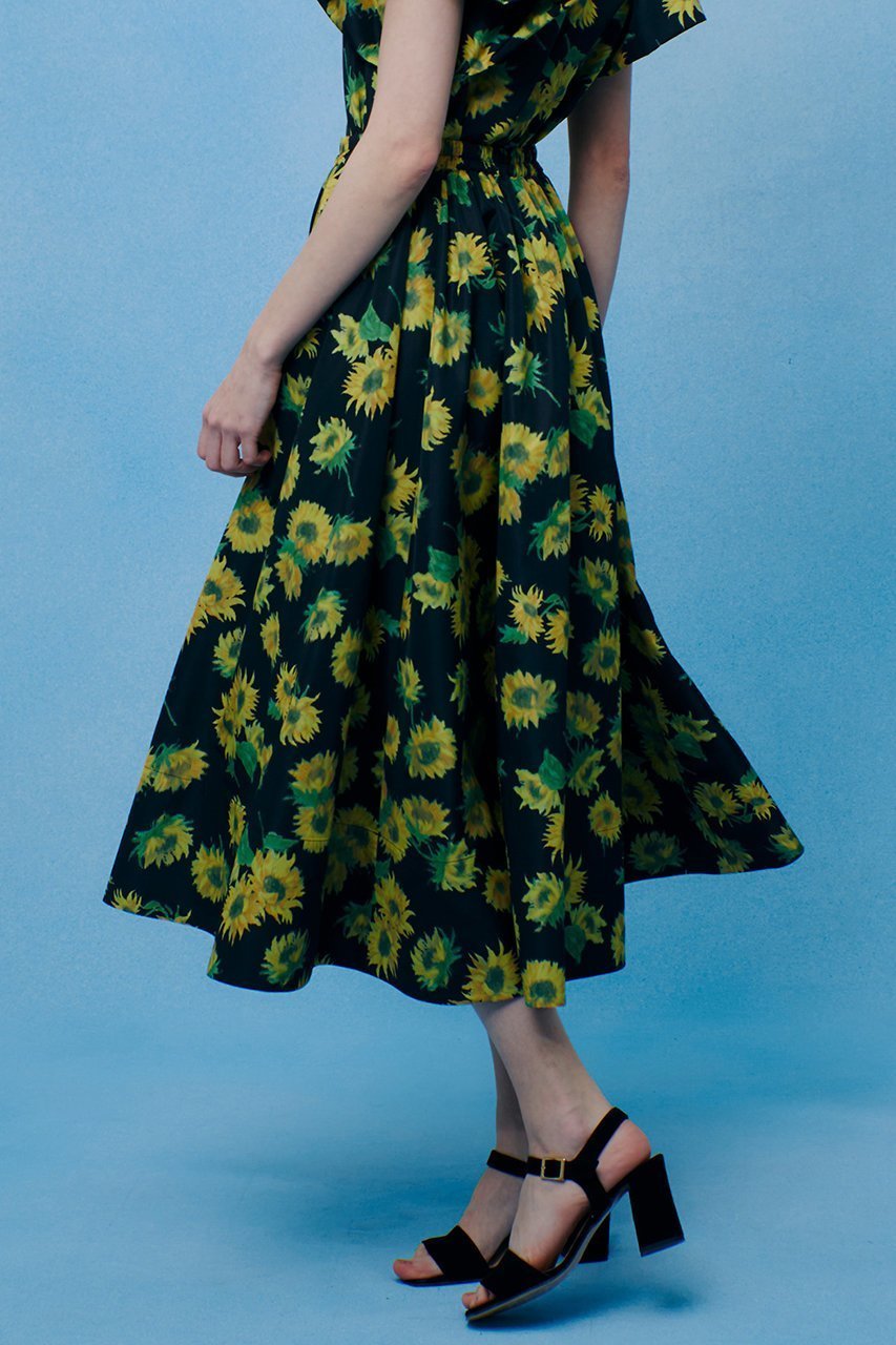 【アルアバイル/allureville】の【LOULOU WILLOUGHBY】サンフラワープリントギャザースカート 人気、トレンドファッション・服の通販 founy(ファニー) 　ファッション　Fashion　レディースファッション　Fashion for Women　スカート　Skirts　ギャザー　Gathered, Ruffled　シンプル　Simple, Minimal　タフタ　Taffeta, Structured Fabric　フレア　Flare, Flared　プリント　Print, Printed Pattern　夏　Summer　新作・新入荷　New Arrivals / New In　other-4|ID: prp329100004935589 ipo3291000000037038226