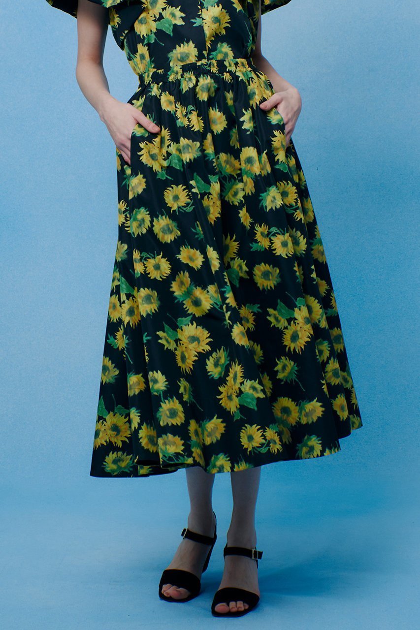 【アルアバイル/allureville】の【LOULOU WILLOUGHBY】サンフラワープリントギャザースカート 人気、トレンドファッション・服の通販 founy(ファニー) 　ファッション　Fashion　レディースファッション　Fashion for Women　スカート　Skirts　ギャザー　Gathered, Ruffled　シンプル　Simple, Minimal　タフタ　Taffeta, Structured Fabric　フレア　Flare, Flared　プリント　Print, Printed Pattern　夏　Summer　新作・新入荷　New Arrivals / New In　other-7|ID: prp329100004935589 ipo3291000000037038229