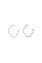 【ナチュラリジュエリ/NATURALI JEWELRY】の【ELLE SHOP限定】オーバルフラワー巻フープ パールピアス パール|ID: prp329100004936616 ipo3291000000037335426