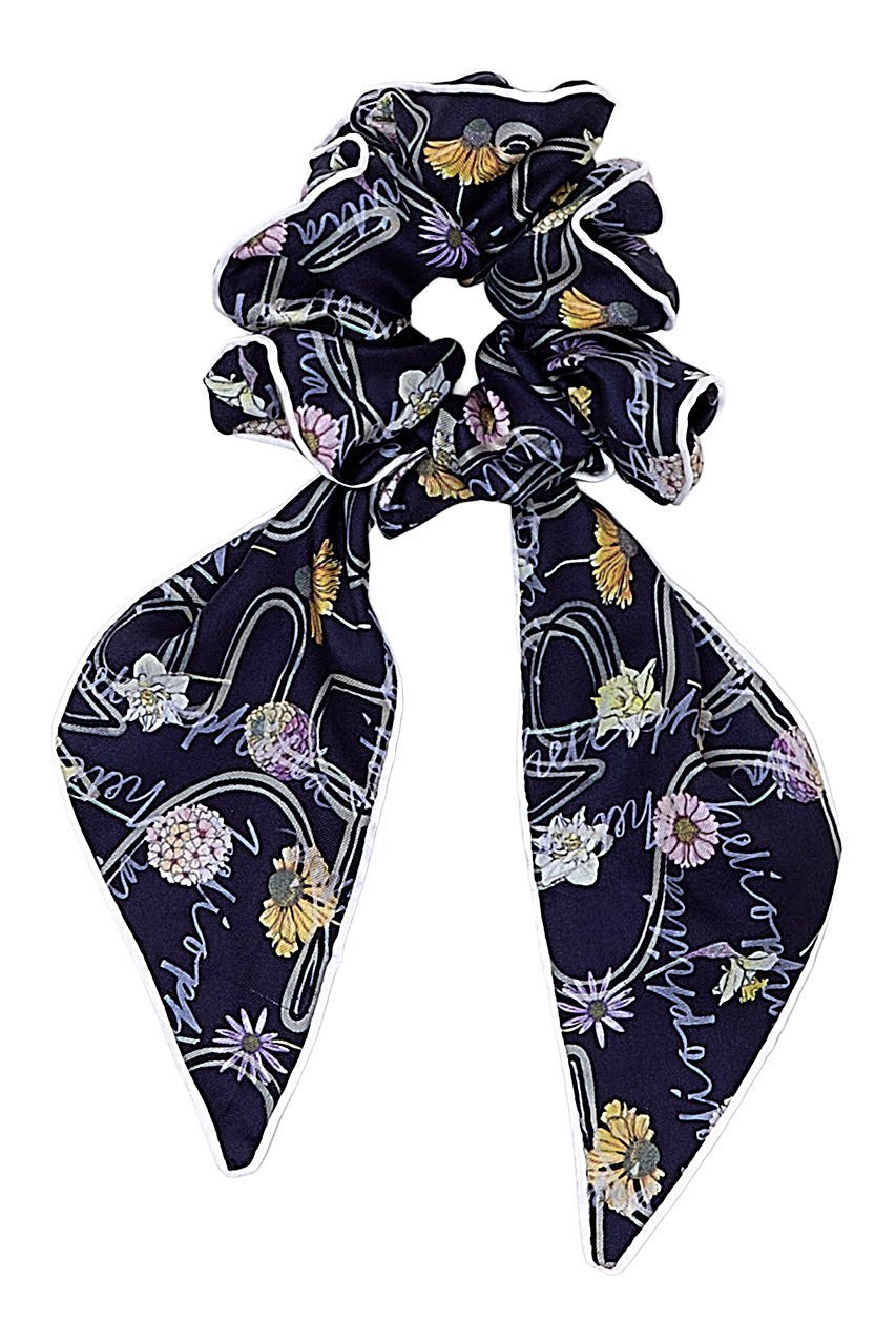 【スウォッシュロンドン/SWASH LONDON】のスカーフ付きシュシュ インテリア・キッズ・メンズ・レディースファッション・服の通販 founy(ファニー) 　ファッション　Fashion　レディースファッション　Fashion for Women　シュシュ&ヘアアクセ/ヘアアレンジ　Scrunchies & Hair Accessories　なめらか　Smooth, Silky Texture　アクセサリー　Fashion Accessories　エレガント 上品　Elegant　シルク　Silk, 100% Silk　スカーフ　Scarf, Neckwear　ネイビー|ID: prp329100004936716 ipo3291000000037044472