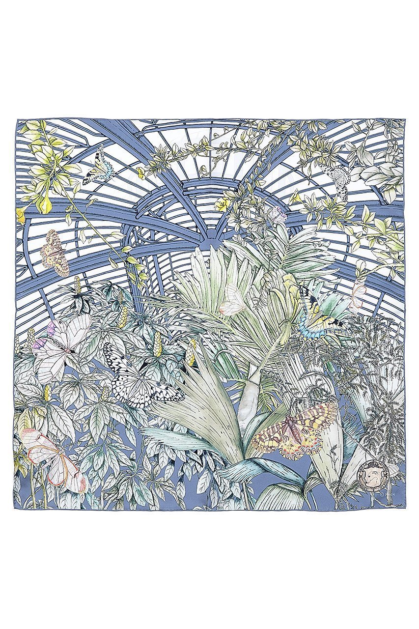 【スウォッシュロンドン/SWASH LONDON】のButterfly Atriumシルクスカーフ 約68cmx約68cm インテリア・キッズ・メンズ・レディースファッション・服の通販 founy(ファニー) 　ファッション　Fashion　レディースファッション　Fashion for Women　ストール　Soft & Warm Scarves　マフラー・スヌード / 冬小物の定番　Scarves & Mufflers　シルク　Silk, 100% Silk　スカーフ　Scarf, Neckwear　ストール　Stole, Wrap　マフラー　Scarf, Muffler　モチーフ　Motif, Design Theme　エレガント 上品　Elegant　サックス|ID: prp329100004936843 ipo3291000000037045439