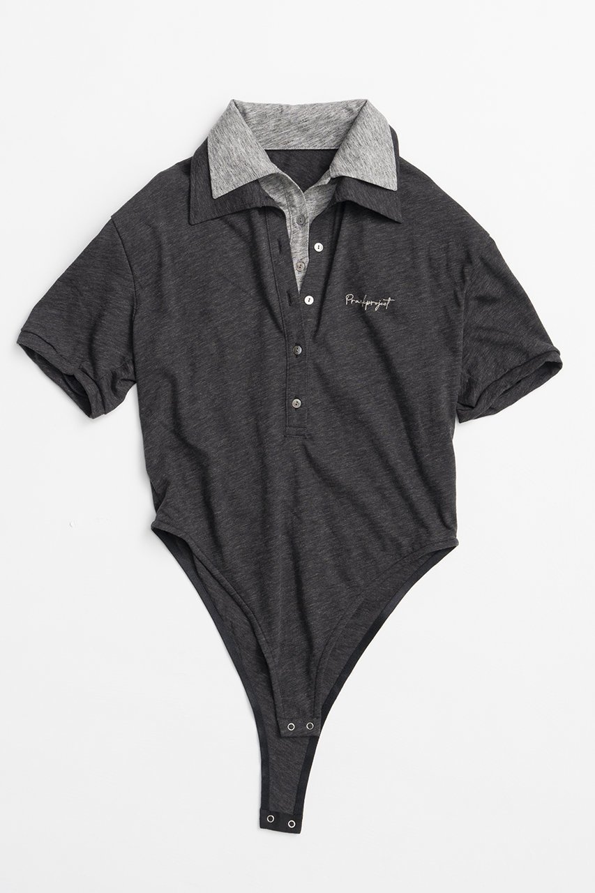 【プランク プロジェクト/PRANK PROJECT】のダブルカラーポロボディスーツ / Double Collar Polo Bodysuit 人気、トレンドファッション・服の通販 founy(ファニー) 　ファッション　Fashion　レディースファッション　Fashion for Women　トップス・カットソー　Cut & Sew Tops　シャツ・ブラウス・オフィスカジュアル　Elegant Blouses & Button-Ups　ロングTシャツ・Tシャツ　Longline T-Shirts & Tees　カットソー・ベーシックTシャツ　Cut-and-Sewn Tops / Stretch Tees & Basics　ショート　Short, Short Length　スリーブ　Sleeve, Long Sleeve / Short Sleeve　スーツ　Suit, Formalwear　フィット　Fit, Slim Fit　ボーダー　Border, Stripe　ポロシャツ　Polo Shirt, Collared Tee　モノトーン　Monotone, Black and White　新作・新入荷　New Arrivals / New In　 other-1|ID: prp329100004937019 ipo3291000000037046574