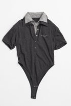 【プランク プロジェクト/PRANK PROJECT】のダブルカラーポロボディスーツ / Double Collar Polo Bodysuit 人気、トレンドファッション・服の通販 founy(ファニー) ファッション Fashion レディースファッション Fashion for Women トップス・カットソー Cut & Sew Tops シャツ・ブラウス・オフィスカジュアル Elegant Blouses & Button-Ups ロングTシャツ・Tシャツ Longline T-Shirts & Tees カットソー・ベーシックTシャツ Cut-and-Sewn Tops / Stretch Tees & Basics ショート Short, Short Length スリーブ Sleeve, Long Sleeve / Short Sleeve スーツ Suit, Formalwear フィット Fit, Slim Fit ボーダー Border, Stripe ポロシャツ Polo Shirt, Collared Tee モノトーン Monotone, Black and White 新作・新入荷 New Arrivals / New In thumbnail BLK(ブラック)|ID: prp329100004937019 ipo3291000000037046575