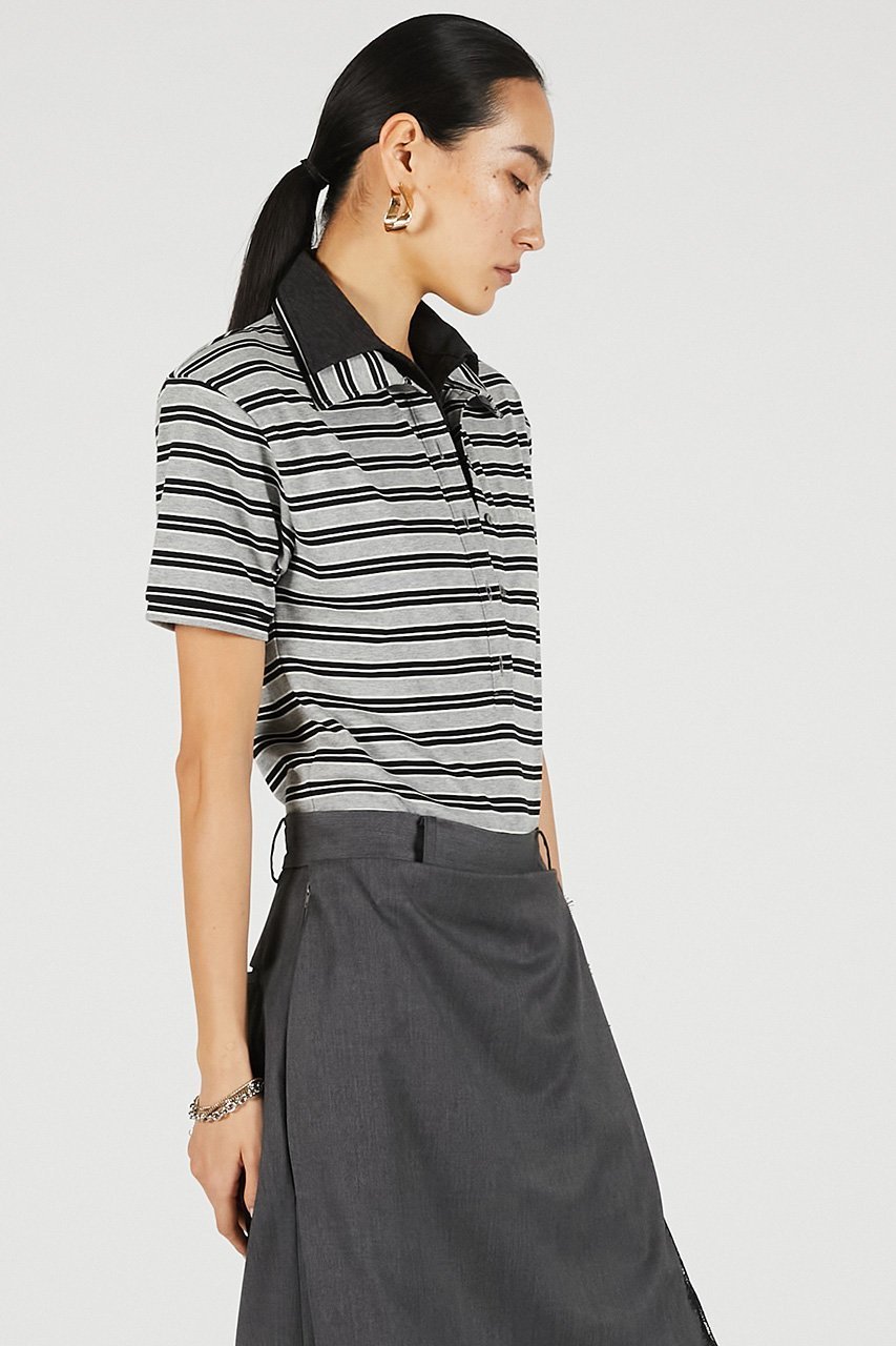 【プランク プロジェクト/PRANK PROJECT】のダブルカラーポロボディスーツ / Double Collar Polo Bodysuit 人気、トレンドファッション・服の通販 founy(ファニー) 　ファッション　Fashion　レディースファッション　Fashion for Women　トップス・カットソー　Cut & Sew Tops　シャツ・ブラウス・オフィスカジュアル　Elegant Blouses & Button-Ups　ロングTシャツ・Tシャツ　Longline T-Shirts & Tees　カットソー・ベーシックTシャツ　Cut-and-Sewn Tops / Stretch Tees & Basics　ショート　Short, Short Length　スリーブ　Sleeve, Long Sleeve / Short Sleeve　スーツ　Suit, Formalwear　フィット　Fit, Slim Fit　ボーダー　Border, Stripe　ポロシャツ　Polo Shirt, Collared Tee　モノトーン　Monotone, Black and White　新作・新入荷　New Arrivals / New In　other-6|ID: prp329100004937019 ipo3291000000037046581