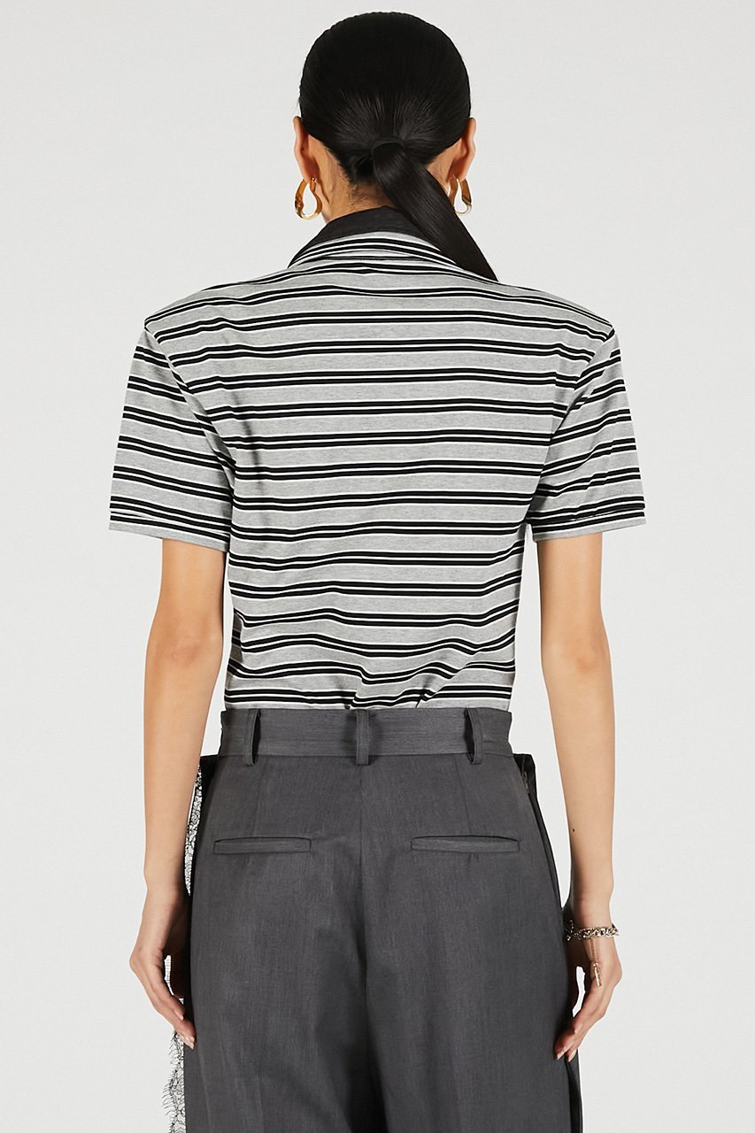 【プランク プロジェクト/PRANK PROJECT】のダブルカラーポロボディスーツ / Double Collar Polo Bodysuit 人気、トレンドファッション・服の通販 founy(ファニー) 　ファッション　Fashion　レディースファッション　Fashion for Women　トップス・カットソー　Cut & Sew Tops　シャツ・ブラウス・オフィスカジュアル　Elegant Blouses & Button-Ups　ロングTシャツ・Tシャツ　Longline T-Shirts & Tees　カットソー・ベーシックTシャツ　Cut-and-Sewn Tops / Stretch Tees & Basics　ショート　Short, Short Length　スリーブ　Sleeve, Long Sleeve / Short Sleeve　スーツ　Suit, Formalwear　フィット　Fit, Slim Fit　ボーダー　Border, Stripe　ポロシャツ　Polo Shirt, Collared Tee　モノトーン　Monotone, Black and White　新作・新入荷　New Arrivals / New In　other-7|ID: prp329100004937019 ipo3291000000037046582