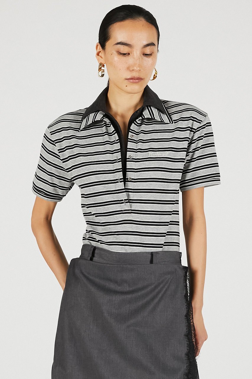 【プランク プロジェクト/PRANK PROJECT】のダブルカラーポロボディスーツ / Double Collar Polo Bodysuit 人気、トレンドファッション・服の通販 founy(ファニー) 　ファッション　Fashion　レディースファッション　Fashion for Women　トップス・カットソー　Cut & Sew Tops　シャツ・ブラウス・オフィスカジュアル　Elegant Blouses & Button-Ups　ロングTシャツ・Tシャツ　Longline T-Shirts & Tees　カットソー・ベーシックTシャツ　Cut-and-Sewn Tops / Stretch Tees & Basics　ショート　Short, Short Length　スリーブ　Sleeve, Long Sleeve / Short Sleeve　スーツ　Suit, Formalwear　フィット　Fit, Slim Fit　ボーダー　Border, Stripe　ポロシャツ　Polo Shirt, Collared Tee　モノトーン　Monotone, Black and White　新作・新入荷　New Arrivals / New In　other-8|ID: prp329100004937019 ipo3291000000037046583