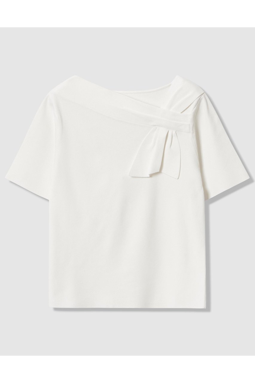 【アナイ/ANAYI】のアシンメトリクリボン プルオーバー インテリア・キッズ・メンズ・レディースファッション・服の通販 founy(ファニー) 　ファッション　Fashion　レディースファッション　Fashion for Women　トップス・カットソー　Cut & Sew Tops　ニット　Knit Tops & Sweaters　カジュアルプルオーバー・ニットトップス　Pullovers & Knit Tops / Casual Pullovers　アシンメトリー　Asymmetrical Style　ストレッチ　Stretch, Stretchy Fabric　デコルテ　Décolleté, Neckline　トレンド　Trend, Trending Now　リボン　Ribbon, Bow　新作・新入荷　New Arrivals / New In　オフホワイト|ID: prp329100004937038 ipo3291000000037046747