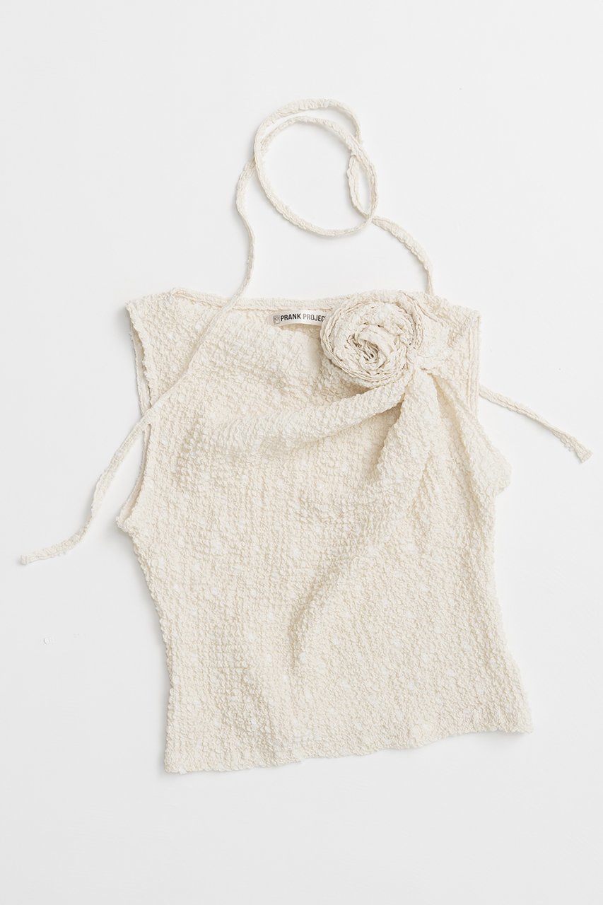 【プランク プロジェクト/PRANK PROJECT】のモチーフトップス / Rose Motif Ripple Top インテリア・キッズ・メンズ・レディースファッション・服の通販 founy(ファニー) 　ファッション　Fashion　レディースファッション　Fashion for Women　トップス・カットソー　Cut & Sew Tops　シャツ・ブラウス・オフィスカジュアル　Elegant Blouses & Button-Ups　ロングTシャツ・Tシャツ　Longline T-Shirts & Tees　カットソー・ベーシックTシャツ　Cut-and-Sewn Tops / Stretch Tees & Basics　ショート　Short, Short Length　スラックス　Slacks, Dress Pants　スリーブ　Sleeve, Long Sleeve / Short Sleeve　チョーカー　Tulle, Mesh Fabric　デニム　Denim, Jeans Material　フィット　Fit, Slim Fit　フロント　Front, Front Design　モチーフ　Motif, Design Theme　ローズ　Rose, Rose Motif　新作・新入荷　New Arrivals / New In　IVR(アイボリー)|ID: prp329100004937169 ipo3291000000037047596