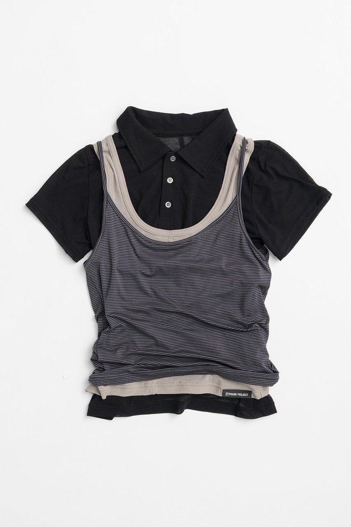 【プランク プロジェクト/PRANK PROJECT】のレイヤードポロシャツ / Layered Polo Shirt インテリア・キッズ・メンズ・レディースファッション・服の通販 founy(ファニー) https://founy.com/ ファッション Fashion レディースファッション Fashion for Women トップス・カットソー Cut & Sew Tops シャツ・ブラウス・オフィスカジュアル Elegant Blouses & Button-Ups ロングTシャツ・Tシャツ Longline T-Shirts & Tees ポロシャツ・きれいめカジュアル Smart-Casual Polo Tops カットソー・ベーシックTシャツ Cut-and-Sewn Tops / Stretch Tees & Basics なめらか Smooth, Silky Texture カットソー Cut and Sewn Top キャミソール Camisole, Spaghetti Strap Top コンパクト Compact, Small Size ショート Short, Short Length シンプル Simple, Minimal スリーブ Sleeve, Long Sleeve / Short Sleeve タンク Tank Top, Sleeveless Top バランス Balance, Style Balance ブロック Block, Solid Block Pattern ベーシック Basic, Essential ポロシャツ Polo Shirt, Collared Tee 夏 Summer 新作・新入荷 New Arrivals / New In |ID: prp329100004937172 ipo3291000000037047624