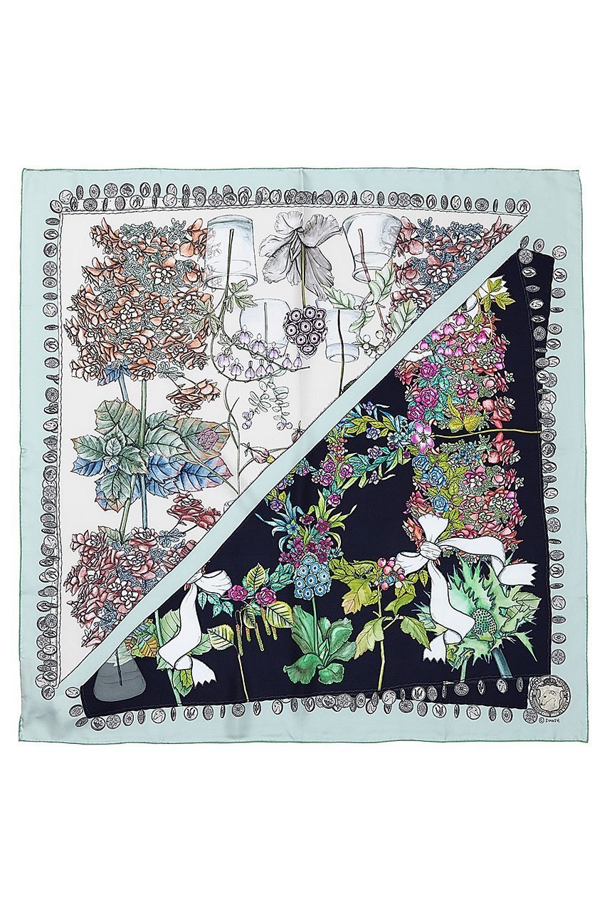【スウォッシュロンドン/SWASH LONDON】のBotany Giltシルクスカーフ 約88cmx約88cm インテリア・キッズ・メンズ・レディースファッション・服の通販 founy(ファニー) 　ファッション　Fashion　レディースファッション　Fashion for Women　ストール　Soft & Warm Scarves　マフラー・スヌード / 冬小物の定番　Scarves & Mufflers　コイン　Coin, Coin Design　シルク　Silk, 100% Silk　スカーフ　Scarf, Neckwear　ストール　Stole, Wrap　フリンジ　Fringe, Tassel　マフラー　Scarf, Muffler　エレガント 上品　Elegant　再入荷　Restock / Back in Stock　ミントグリーン|ID: prp329100004937267 ipo3291000000037048319