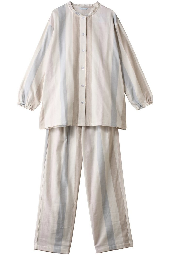 【キッドブルー/KID BLUE】の26Wガーゼストライプパジャマ インテリア・キッズ・メンズ・レディースファッション・服の通販 founy(ファニー) https://founy.com/ ファッション Fashion レディースファッション Fashion for Women トップス・カットソー Cut & Sew Tops ストライプ Stripe, Striped Pattern パジャマ Pajamas, Sleepwear フリル Frill, Ruffle 再入荷 Restock / Back in Stock |ID: prp329100004937353 ipo3291000000037048868