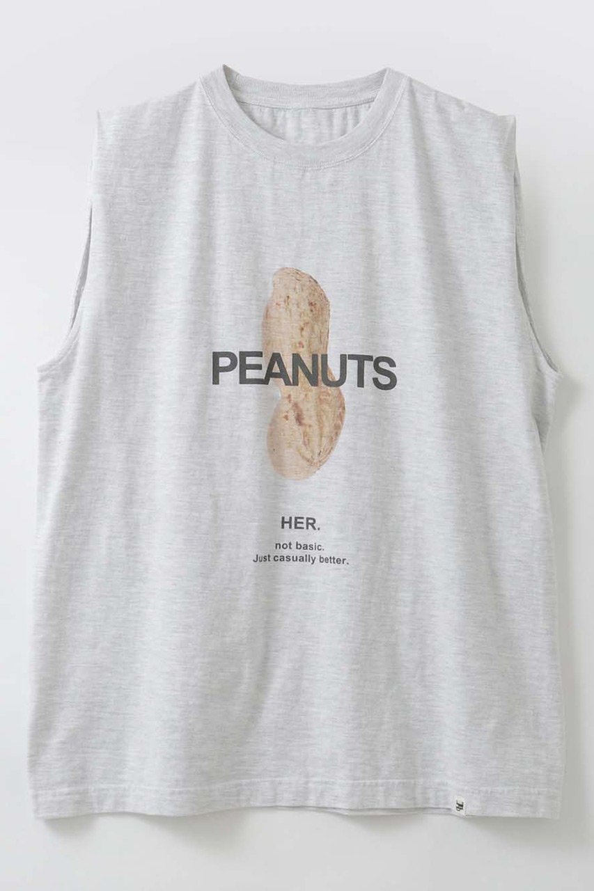 【ハー/HER.】の【4/23 12:00販売開始】PEANUTS TANK インテリア・キッズ・メンズ・レディースファッション・服の通販 founy(ファニー) 　ファッション　Fashion　レディースファッション　Fashion for Women　トップス・カットソー　Cut & Sew Tops　キャミソール&ノースリーブ　Camisoles & Sleeveless Tops　シャツ・ブラウス・オフィスカジュアル　Elegant Blouses & Button-Ups　ロングTシャツ・Tシャツ　Longline T-Shirts & Tees　カットソー・ベーシックTシャツ　Cut-and-Sewn Tops / Stretch Tees & Basics　キャミソール　Camisole, Spaghetti Strap Top　タンク　Tank Top, Sleeveless Top　ヴィンテージ　Vintage Style　新作・新入荷　New Arrivals / New In　グレー|ID: prp329100004937410 ipo3291000000037049285
