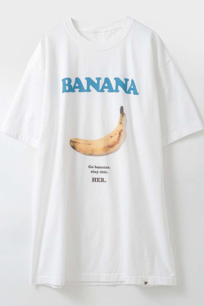 【ハー/HER.】の【4/23 12:00販売開始】BANANA T-shirt インテリア・キッズ・メンズ・レディースファッション・服の通販 founy(ファニー) https://founy.com/ ファッション Fashion レディースファッション Fashion for Women トップス・カットソー Cut & Sew Tops シャツ・ブラウス・オフィスカジュアル Elegant Blouses & Button-Ups ロングTシャツ・Tシャツ Longline T-Shirts & Tees カットソー・ベーシックTシャツ Cut-and-Sewn Tops / Stretch Tees & Basics ショート Short, Short Length スリーブ Sleeve, Long Sleeve / Short Sleeve ヴィンテージ Vintage Style |ID: prp329100004937416 ipo3291000000037049339