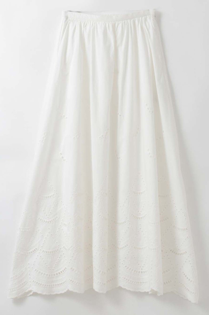 【ハー/HER.】の【4/23 12:00販売開始】スカラ刺しゅうギャザーフレアスカート インテリア・キッズ・メンズ・レディースファッション・服の通販 founy(ファニー) 　ファッション　Fashion　レディースファッション　Fashion for Women　スカート　Skirts　Aライン・フレアスカート　A-Line & Flared Skirts　ロングスカート　Long Skirts / Maxi & Midi Skirts　フレア　Flare, Flared　ロング　Long, Long-Length　新作・新入荷　New Arrivals / New In　無地　Plain, Solid Color　オフホワイト|ID: prp329100004937417 ipo3291000000037049344