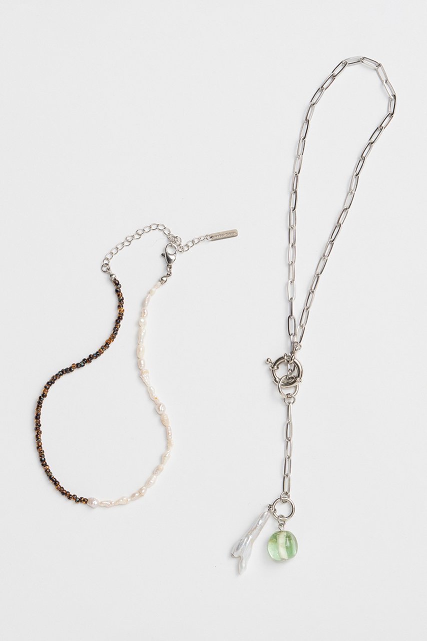 【メゾンスペシャル/MAISON SPECIAL】のDouble Necklace/ダブルネックレス インテリア・キッズ・メンズ・レディースファッション・服の通販 founy(ファニー) 　ファッション　Fashion　レディースファッション　Fashion for Women　ジュエリー　Jewelry　ネックレス　Necklaces & Pendants　ガラス　Glass, Glassware　シンプル　Simple, Minimal　ダブル　Double, Double-Breasted　チェーン　Chain, Chain Strap　ネックレス　Necklace, Pendant Necklace　パール　Pearl, Pearl Accent　ロング　Long, Long-Length　エレガント 上品　Elegant　M.GRN(ミントグリーン)|ID: prp329100004937532 ipo3291000000037050140