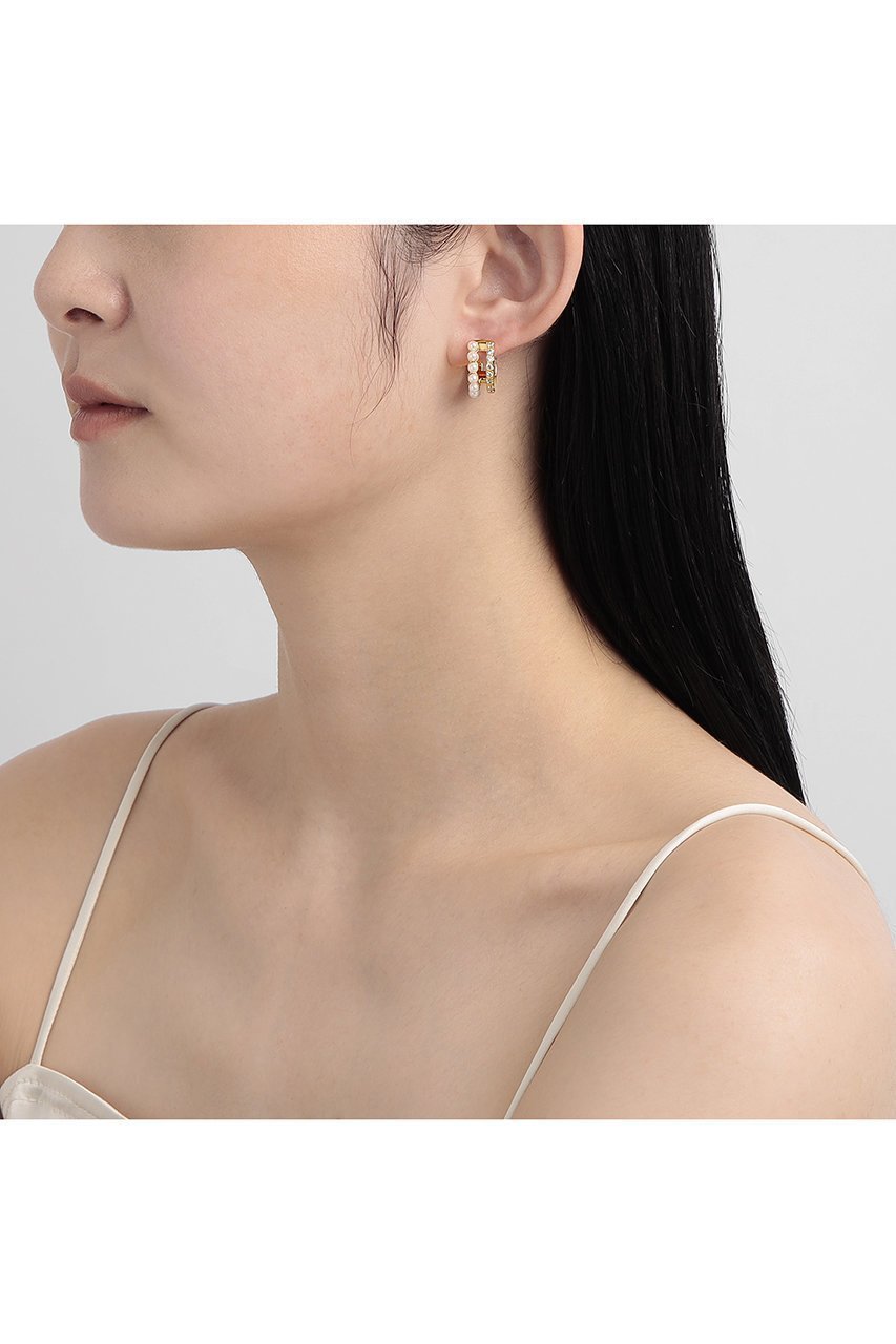 【プラス ヴァンドーム/Plus Vendome】の【ELLE SHOP限定】パール×キュービックジルコニア キャッチレスピアス 人気、トレンドファッション・服の通販 founy(ファニー) 　ファッション　Fashion　レディースファッション　Fashion for Women　ジュエリー　Jewelry　ファッションリング　Fashion Rings　イヤリング・フープ・ドロップタイプ　Hoop, Drop & Clip Earrings　イヤリング　Earrings　クリスタル　Crystal, Swarovski　コンビ　Combo, Combination Style　ストール　Stole, Wrap　パール　Pearl, Pearl Accent　other-6|ID: prp329100004937534 ipo3291000000037050157