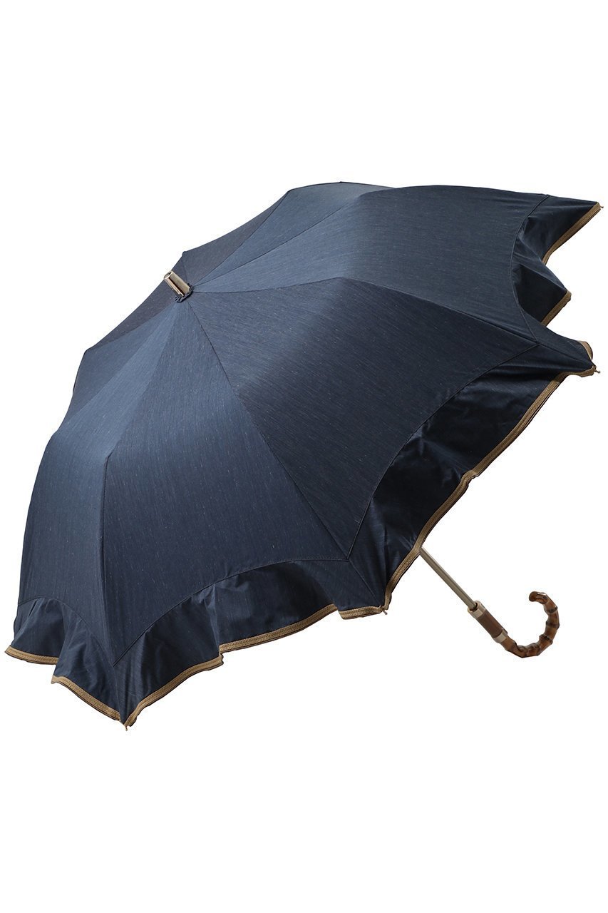 【グレイシー/Gracy】の晴雨兼用楽折傘 Denim frill インテリア・キッズ・メンズ・レディースファッション・服の通販 founy(ファニー) 　ファッション　Fashion　レディースファッション　Fashion for Women　レイングッズ・傘・晴雨兼用傘　Umbrellas & Rain Gear　デニム　Denim, Jeans Material　ハンカチ　Handkerchief, Hanky　バランス　Balance, Style Balance　パイピング　Piping, Trim Design　フリル　Frill, Ruffle　モダン　Modern, Contemporary　傘　Umbrella, Parasol　時計　Watch, Wristwatch　ウォールナッツ|ID: prp329100004937569 ipo3291000000037050424