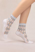 【ブルーフォレ/BLEUFORET】の6609 ジオメトリックシアーソックス ホワイト|ID: prp329100004937609 ipo3291000000037050688