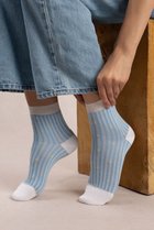 【ブルーフォレ/BLEUFORET】の6598 マーセライズドコットン ストライプスモールドットソックス ブルー|ID: prp329100004937612 ipo3291000000037050700