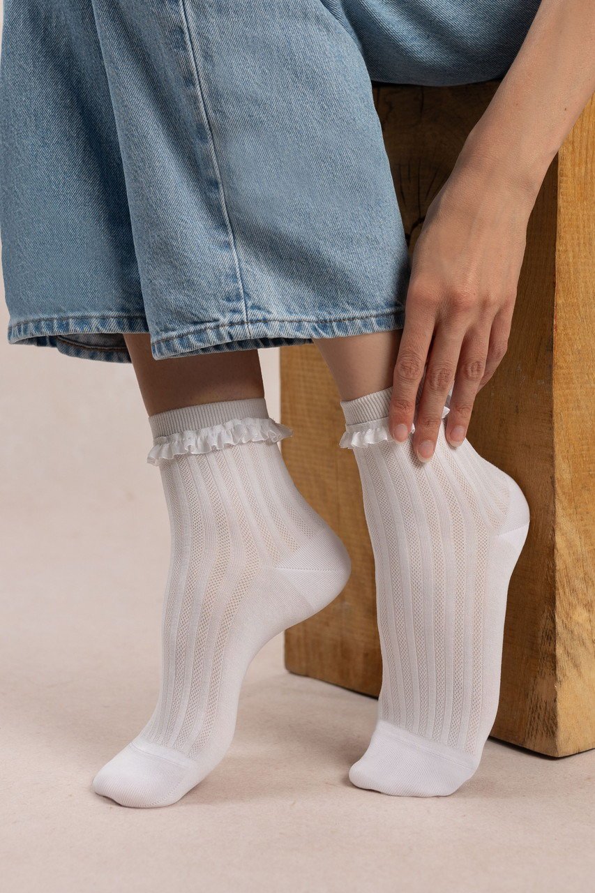 【ブルーフォレ/BLEUFORET】の6597 マーセライズドコットン フリルアンクルソックス 人気、トレンドファッション・服の通販 founy(ファニー) 　ファッション　Fashion　レディースファッション　Fashion for Women　ソックス&靴下　Socks & Hosiery　レッグウェア・ストッキング　Legwear & Hosiery　アンクル　Ankle-Length Design　ソックス　Socks, Hosiery　フェミニン　Feminine, Girly　フリル　Frill, Ruffle　 other-1|ID: prp329100004937613 ipo3291000000037050701