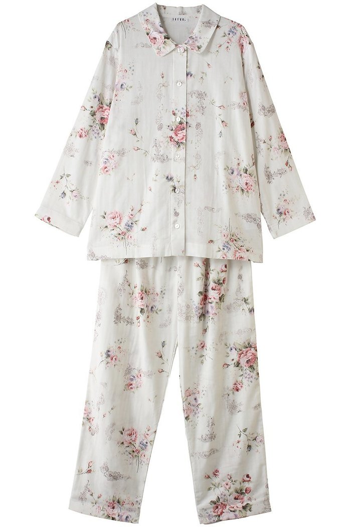 【イクコ/IKUKO】のダブルガーゼ花柄プリント襟付き長袖パジャマ インテリア・キッズ・メンズ・レディースファッション・服の通販 founy(ファニー) https://founy.com/ ファッション Fashion レディースファッション Fashion for Women トップス・カットソー Cut & Sew Tops 花柄・フラワープリント・モチーフ Floral Prints & Motifs / Flower Pattern Tops ダブル Double, Double-Breasted バランス Balance, Style Balance パジャマ Pajamas, Sleepwear プリント Print, Printed Pattern リラックス Relax, Relaxed Fit エレガント 上品 Elegant 長袖 Long Sleeve, Full Sleeve |ID: prp329100004937762 ipo3291000000037051732