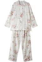 【イクコ/IKUKO】のダブルガーゼ花柄プリント襟付き長袖パジャマ 人気、トレンドファッション・服の通販 founy(ファニー) ファッション Fashion レディースファッション Fashion for Women トップス・カットソー Cut & Sew Tops 花柄・フラワープリント・モチーフ Floral Prints & Motifs / Flower Pattern Tops ダブル Double, Double-Breasted バランス Balance, Style Balance パジャマ Pajamas, Sleepwear プリント Print, Printed Pattern リラックス Relax, Relaxed Fit エレガント 上品 Elegant 長袖 Long Sleeve, Full Sleeve |ID:prp329100004937762