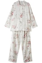 【イクコ/IKUKO】のダブルガーゼ花柄プリント襟付き長袖パジャマ アイボリー|ID: prp329100004937762 ipo3291000000037051733