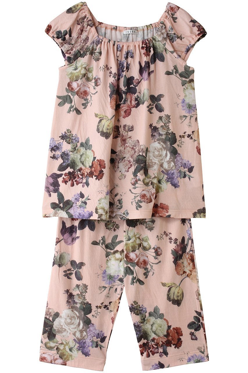 【イクコ/IKUKO】の60接結花柄ニットギャザーパジャマ インテリア・キッズ・メンズ・レディースファッション・服の通販 founy(ファニー) 　ファッション　Fashion　レディースファッション　Fashion for Women　トップス・カットソー　Cut & Sew Tops　ニット　Knit Tops & Sweaters　花柄・フラワープリント・モチーフ　Floral Prints & Motifs / Flower Pattern Tops　ギャザー　Gathered, Ruffled　パジャマ　Pajamas, Sleepwear　フラワー　Flower, Floral　リラックス　Relax, Relaxed Fit　ピンク|ID: prp329100004937795 ipo3291000000037051942