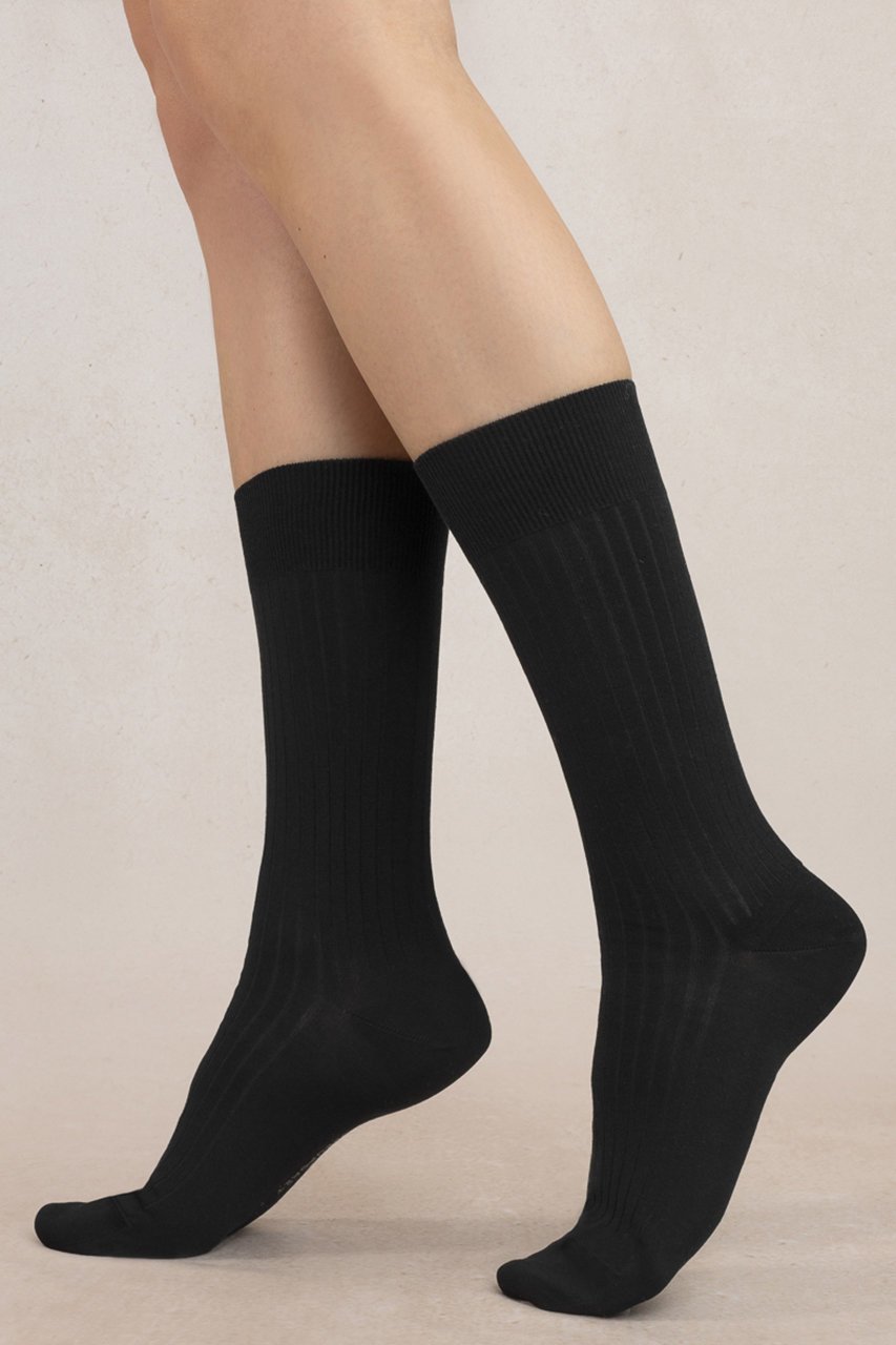 【ブルーフォレ/BLEUFORET】の6484 ソリッドカラー リブーセライズドコットン オーバーザカーフソックス インテリア・キッズ・メンズ・レディースファッション・服の通販 founy(ファニー) 　ファッション　Fashion　レディースファッション　Fashion for Women　ソックス&靴下　Socks & Hosiery　レッグウェア・ストッキング　Legwear & Hosiery　クラシック　Classic, Timeless Style　シンプル　Simple, Minimal　ソックス　Socks, Hosiery　バランス　Balance, Style Balance　フィット　Fit, Slim Fit　フラット　Flat, Flat Shoes　フランス　France, French　再入荷　Restock / Back in Stock　定番　Standard, Basic Item　ブラック|ID: prp329100004938253 ipo3291000000037055652