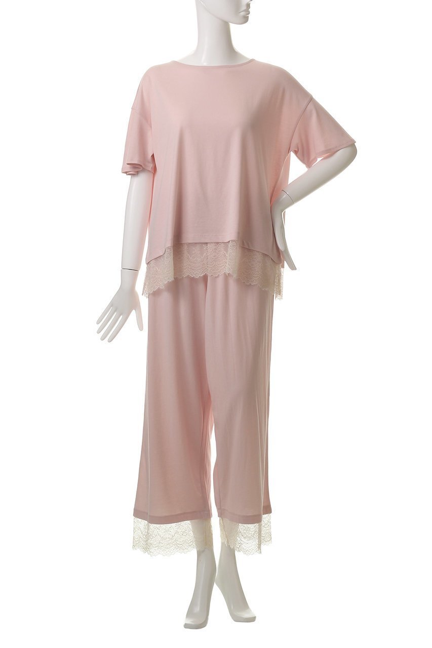 【キッドブルー/KID BLUE】の25CR天竺レースパジャマ 人気、トレンドファッション・服の通販 founy(ファニー) 　ファッション　Fashion　レディースファッション　Fashion for Women　トップス・カットソー　Cut & Sew Tops　スリーブ　Sleeve, Long Sleeve / Short Sleeve　パジャマ　Pajamas, Sleepwear　フェミニン　Feminine, Girly　レース　Lace, Lace Fabric　再入荷　Restock / Back in Stock　夏　Summer　other-2|ID: prp329100004938294 ipo3291000000037056076