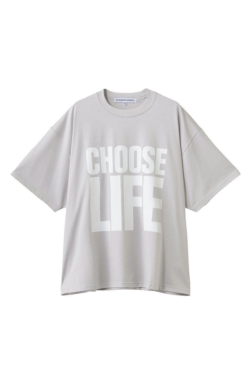 【キャサリンハムネット/KATHARINE HAMNETT LONDON】の【UNISEX】【ELLE SHOP限定】コットン・イン・コンバージョン CHOOSE LIFE Tシャツ インテリア・キッズ・メンズ・レディースファッション・服の通販 founy(ファニー) 　ファッション　Fashion　レディースファッション　Fashion for Women　トップス・カットソー　Cut & Sew Tops　シャツ・ブラウス・オフィスカジュアル　Elegant Blouses & Button-Ups　ロングTシャツ・Tシャツ　Longline T-Shirts & Tees　カットソー・ベーシックTシャツ　Cut-and-Sewn Tops / Stretch Tees & Basics　ユニセックス　Unisex, Genderless　オーガニック　Organic Cotton　ショート　Short, Short Length　スリーブ　Sleeve, Long Sleeve / Short Sleeve　プリント　Print, Printed Pattern　新作・新入荷　New Arrivals / New In　ライトグレー|ID: prp329100004938585 ipo3291000000037058566