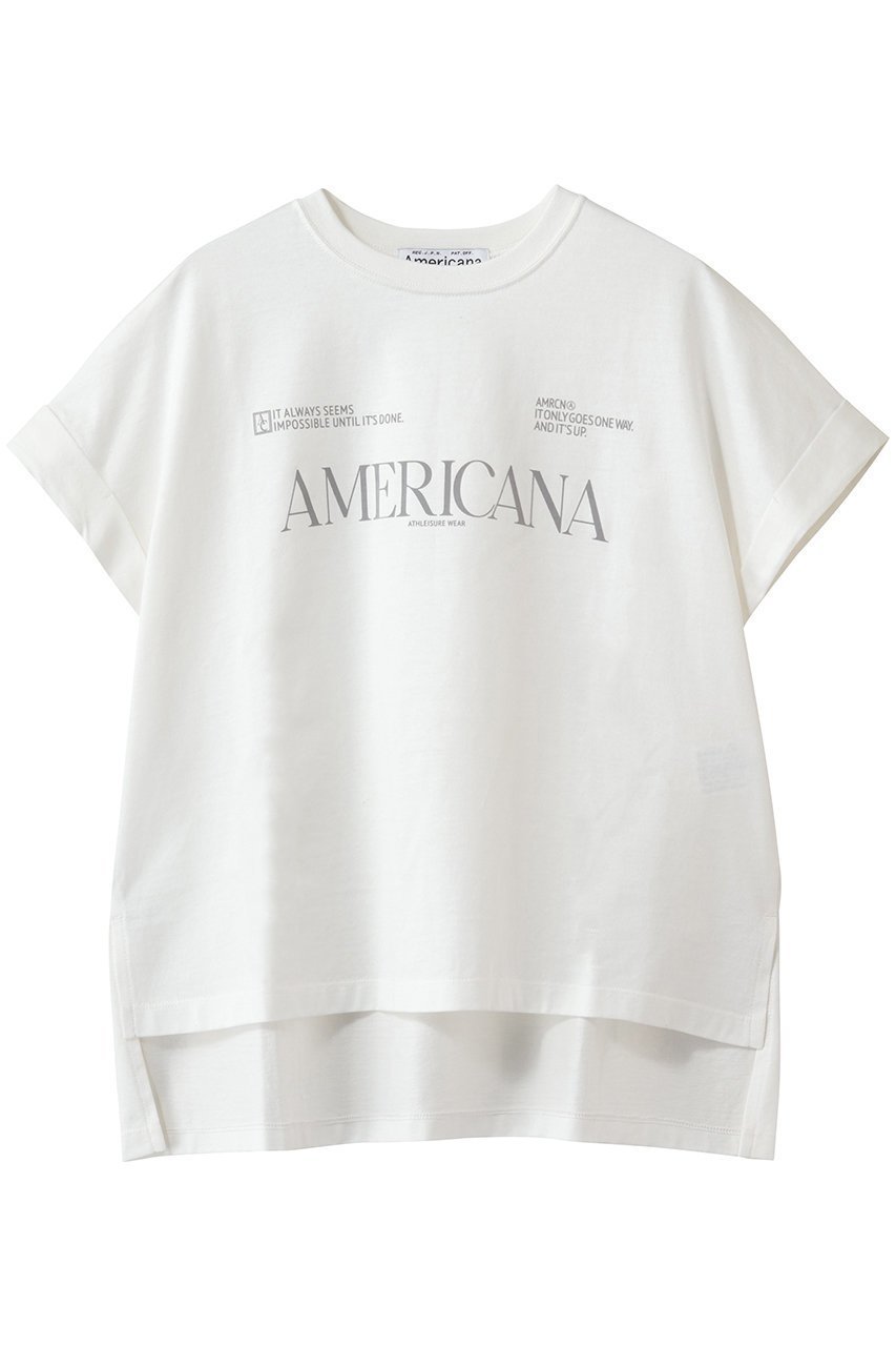 【アメリカーナ/Americana】の【ELLE SHOP限定】コットンロゴTシャツ 人気、トレンドファッション・服の通販 founy(ファニー) 　ファッション　Fashion　レディースファッション　Fashion for Women　トップス・カットソー　Cut & Sew Tops　シャツ・ブラウス・オフィスカジュアル　Elegant Blouses & Button-Ups　ロングTシャツ・Tシャツ　Longline T-Shirts & Tees　カットソー・ベーシックTシャツ　Cut-and-Sewn Tops / Stretch Tees & Basics　インナー　Innerwear　カーディガン　Cardigan, Knitwear　ショート　Short, Short Length　ジャケット　Jacket, Outerwear　スリーブ　Sleeve, Long Sleeve / Short Sleeve　フロント　Front, Front Design　新作・新入荷　New Arrivals / New In　 other-1|ID: prp329100004938588 ipo3291000000037058588