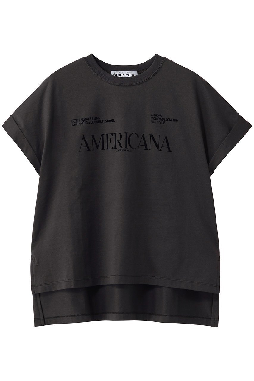 【アメリカーナ/Americana】の【ELLE SHOP限定】コットンロゴTシャツ インテリア・キッズ・メンズ・レディースファッション・服の通販 founy(ファニー) 　ファッション　Fashion　レディースファッション　Fashion for Women　トップス・カットソー　Cut & Sew Tops　シャツ・ブラウス・オフィスカジュアル　Elegant Blouses & Button-Ups　ロングTシャツ・Tシャツ　Longline T-Shirts & Tees　カットソー・ベーシックTシャツ　Cut-and-Sewn Tops / Stretch Tees & Basics　インナー　Innerwear　カーディガン　Cardigan, Knitwear　ショート　Short, Short Length　ジャケット　Jacket, Outerwear　スリーブ　Sleeve, Long Sleeve / Short Sleeve　フロント　Front, Front Design　新作・新入荷　New Arrivals / New In　グレーブラウン|ID: prp329100004938588 ipo3291000000037058590