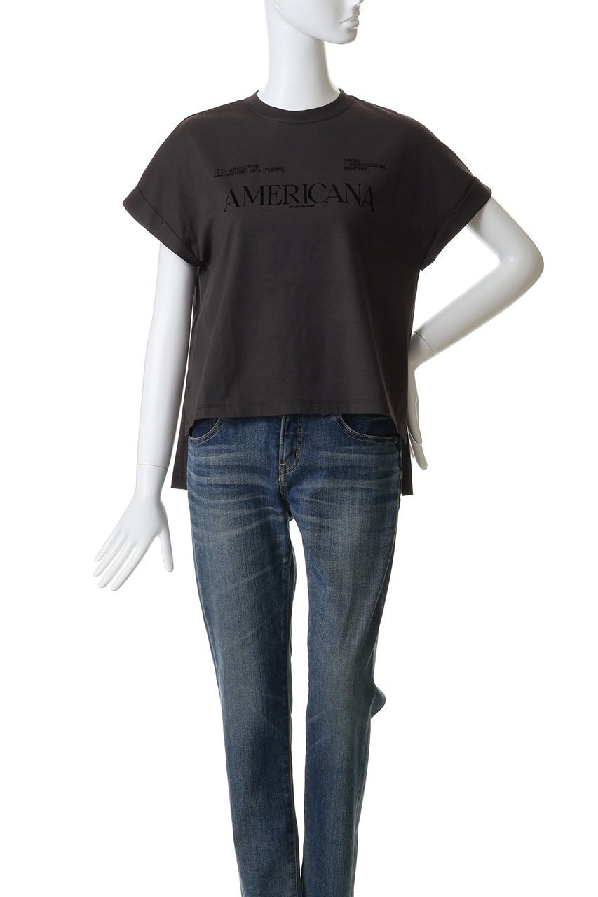 【アメリカーナ/Americana】の【ELLE SHOP限定】コットンロゴTシャツ 人気、トレンドファッション・服の通販 founy(ファニー) 　ファッション　Fashion　レディースファッション　Fashion for Women　トップス・カットソー　Cut & Sew Tops　シャツ・ブラウス・オフィスカジュアル　Elegant Blouses & Button-Ups　ロングTシャツ・Tシャツ　Longline T-Shirts & Tees　カットソー・ベーシックTシャツ　Cut-and-Sewn Tops / Stretch Tees & Basics　インナー　Innerwear　カーディガン　Cardigan, Knitwear　ショート　Short, Short Length　ジャケット　Jacket, Outerwear　スリーブ　Sleeve, Long Sleeve / Short Sleeve　フロント　Front, Front Design　新作・新入荷　New Arrivals / New In　other-2|ID: prp329100004938588 ipo3291000000037058591
