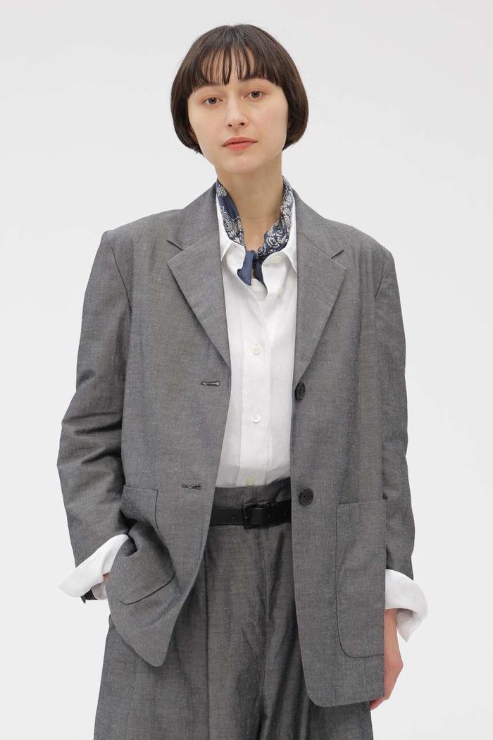 【マーガレットハウエル/MARGARET HOWELL】のCOTTON RAMIE CHAMBRAY JACKET インテリア・キッズ・メンズ・レディースファッション・服の通販 founy(ファニー) https://founy.com/ ファッション Fashion レディースファッション Fashion for Women アウター Coat / Outerwear Collection レディースジャケット・軽アウター Jackets おすすめ Recommended / Our Picks コンパクト Compact, Small Size シャンブレー Chambray, Denim-Like Fabric ジャケット Jacket, Outerwear セットアップ Set-Up, Coordinated Outfit ベーシック Basic, Essential 夏 Summer 新作・新入荷 New Arrivals / New In 春 Spring S/S・春夏 SS, Spring/Summer, Warm Season |ID: prp329100004938604 ipo3291000000037058705