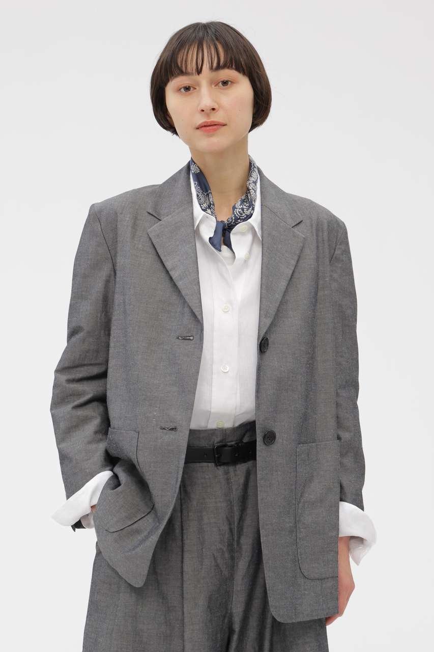 【マーガレットハウエル/MARGARET HOWELL】のCOTTON RAMIE CHAMBRAY JACKET インテリア・キッズ・メンズ・レディースファッション・服の通販 founy(ファニー) 　ファッション　Fashion　レディースファッション　Fashion for Women　アウター　Coat / Outerwear Collection　レディースジャケット・軽アウター　Jackets　おすすめ　Recommended / Our Picks　コンパクト　Compact, Small Size　シャンブレー　Chambray, Denim-Like Fabric　ジャケット　Jacket, Outerwear　セットアップ　Set-Up, Coordinated Outfit　ベーシック　Basic, Essential　夏　Summer　新作・新入荷　New Arrivals / New In　春　Spring　S/S・春夏　SS, Spring/Summer, Warm Season　グレー|ID: prp329100004938604 ipo3291000000037058706