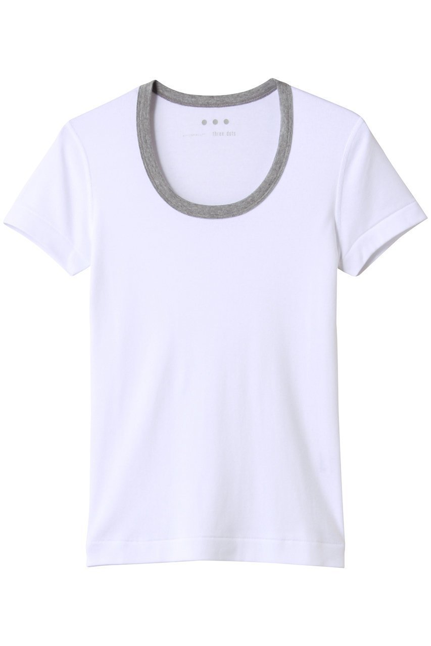 【スリー ドッツ/three dots】のリンガー ジェシカ カットソー インテリア・キッズ・メンズ・レディースファッション・服の通販 founy(ファニー) 　ファッション　Fashion　レディースファッション　Fashion for Women　トップス・カットソー　Cut & Sew Tops　シャツ・ブラウス・オフィスカジュアル　Elegant Blouses & Button-Ups　ロングTシャツ・Tシャツ　Longline T-Shirts & Tees　カットソー・ベーシックTシャツ　Cut-and-Sewn Tops / Stretch Tees & Basics　おすすめ　Recommended / Our Picks　インナー　Innerwear　カットソー　Cut and Sewn Top　ショート　Short, Short Length　シンプル　Simple, Minimal　スリーブ　Sleeve, Long Sleeve / Short Sleeve　バランス　Balance, Style Balance　フィット　Fit, Slim Fit　再入荷　Restock / Back in Stock　ホワイト|ID: prp329100004938614 ipo3291000000037058768