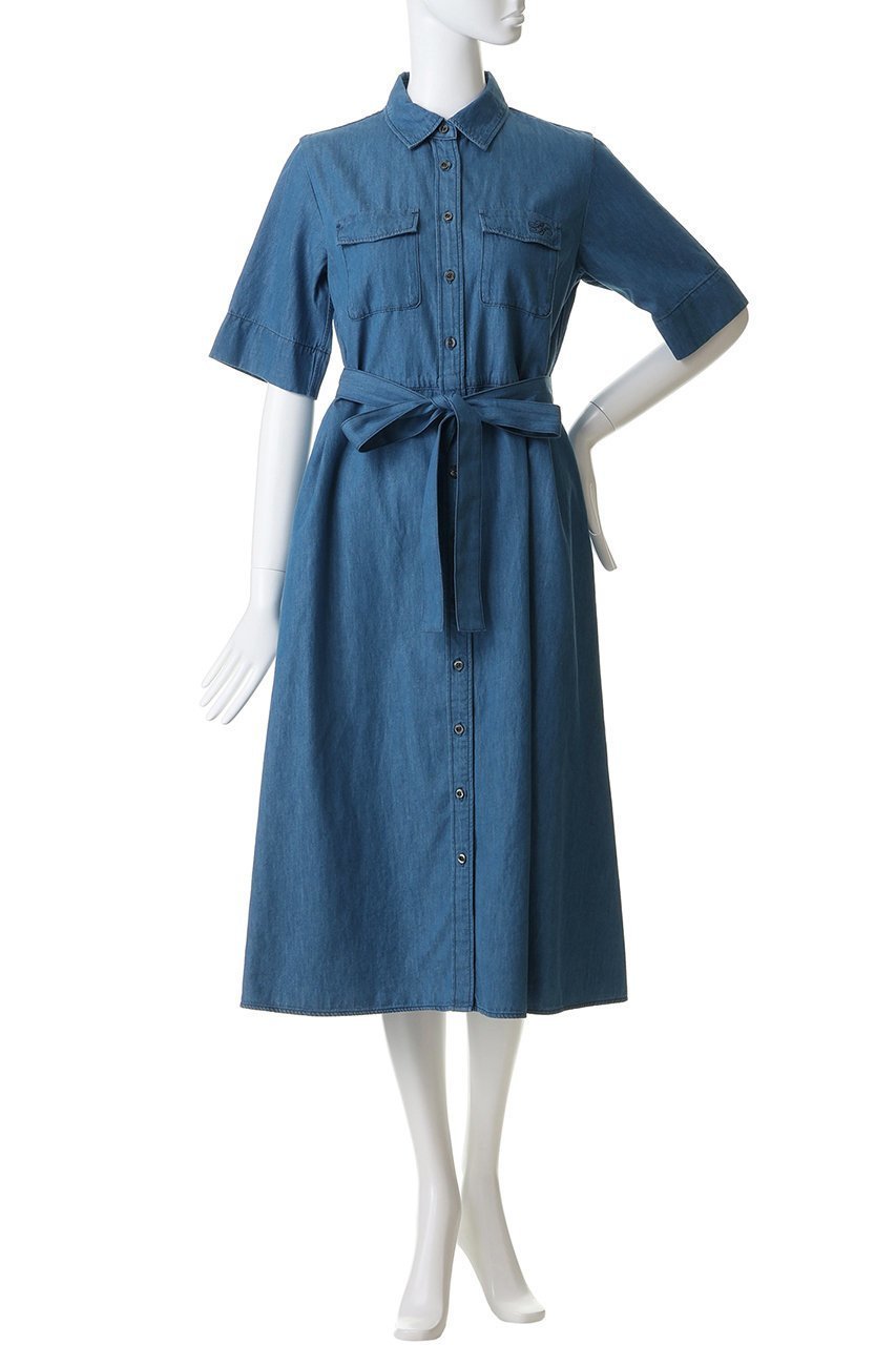 【ブルックス ブラザーズ/Brooks Brothers】の【Double B Collection】 コットン ライトウェイトデニム BBロゴ ショートスリーブシャツドレス 人気、トレンドファッション・服の通販 founy(ファニー) 　ファッション　Fashion　レディースファッション　Fashion for Women　ワンピース　Dresses　フォーマル・パーティードレス・結婚式用ドレス　Elegant & Casual Dresses　チュニック　Tunic Tops & Dresses　チュニック　Tunic, Long Top　デニム　Denim, Jeans Material　トレンド　Trend, Trending Now　ドレス　Dress, One-Piece　フィット　Fit, Slim Fit　フラップ　Flap, Flap Pocket　フレア　Flare, Flared　ポケット　Pocket, Pocket Detail　モダン　Modern, Contemporary　ロング　Long, Long-Length　ワンポイント　One Point, Statement Accent　新作・新入荷　New Arrivals / New In　other-2|ID: prp329100004938630 ipo3291000000037058872