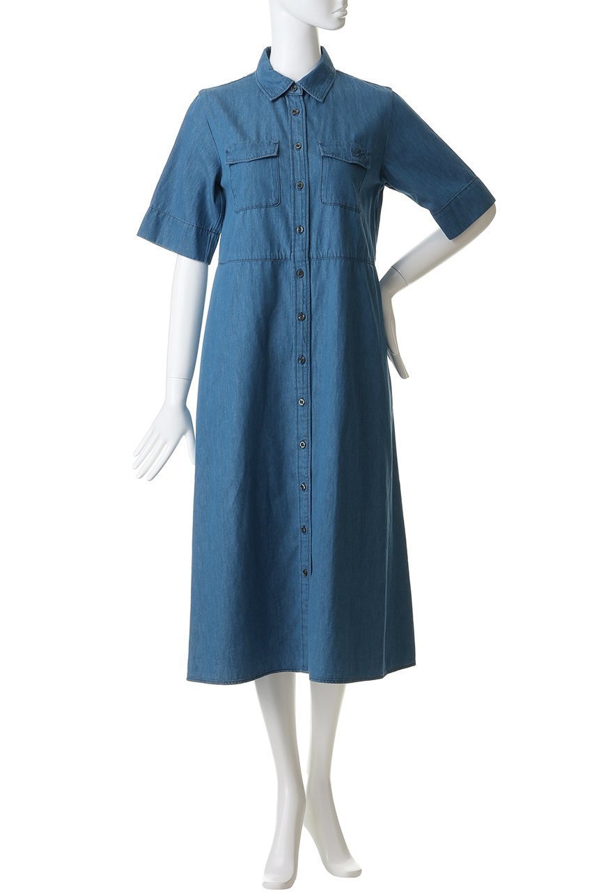 【ブルックス ブラザーズ/Brooks Brothers】の【Double B Collection】 コットン ライトウェイトデニム BBロゴ ショートスリーブシャツドレス 人気、トレンドファッション・服の通販 founy(ファニー) 　ファッション　Fashion　レディースファッション　Fashion for Women　ワンピース　Dresses　フォーマル・パーティードレス・結婚式用ドレス　Elegant & Casual Dresses　チュニック　Tunic Tops & Dresses　チュニック　Tunic, Long Top　デニム　Denim, Jeans Material　トレンド　Trend, Trending Now　ドレス　Dress, One-Piece　フィット　Fit, Slim Fit　フラップ　Flap, Flap Pocket　フレア　Flare, Flared　ポケット　Pocket, Pocket Detail　モダン　Modern, Contemporary　ロング　Long, Long-Length　ワンポイント　One Point, Statement Accent　新作・新入荷　New Arrivals / New In　other-6|ID: prp329100004938630 ipo3291000000037058876
