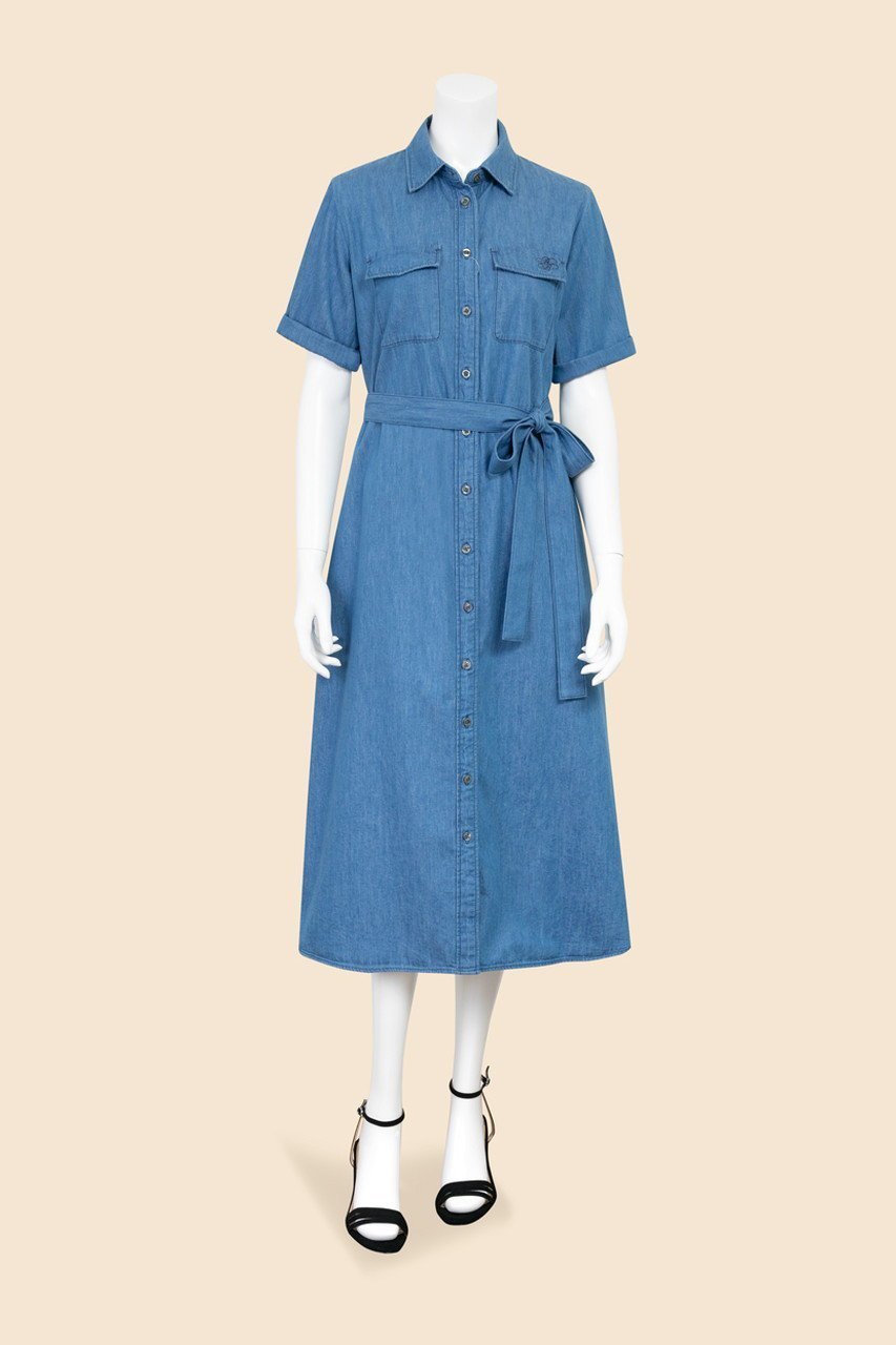 【ブルックス ブラザーズ/Brooks Brothers】の【Double B Collection】 コットン ライトウェイトデニム BBロゴ ショートスリーブシャツドレス 人気、トレンドファッション・服の通販 founy(ファニー) 　ファッション　Fashion　レディースファッション　Fashion for Women　ワンピース　Dresses　フォーマル・パーティードレス・結婚式用ドレス　Elegant & Casual Dresses　チュニック　Tunic Tops & Dresses　チュニック　Tunic, Long Top　デニム　Denim, Jeans Material　トレンド　Trend, Trending Now　ドレス　Dress, One-Piece　フィット　Fit, Slim Fit　フラップ　Flap, Flap Pocket　フレア　Flare, Flared　ポケット　Pocket, Pocket Detail　モダン　Modern, Contemporary　ロング　Long, Long-Length　ワンポイント　One Point, Statement Accent　新作・新入荷　New Arrivals / New In　other-7|ID: prp329100004938630 ipo3291000000037058877