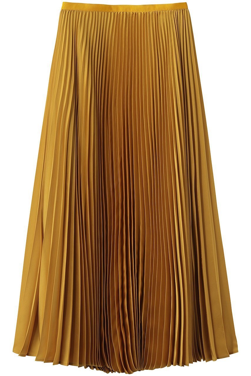 【デザイン ワークス/DESIGN WORKS】のサテンプリーツスカート インテリア・キッズ・メンズ・レディースファッション・服の通販 founy(ファニー) 　ファッション　Fashion　レディースファッション　Fashion for Women　スカート　Skirts　プリーツスカート / 上品フェミニンスタイル　Pleated Skirts　ロングスカート　Long Skirts / Maxi & Midi Skirts　サテン　Satin, Glossy Fabric　プリーツ　Pleats, Pleated　モダン　Modern, Contemporary　ロング　Long, Long-Length　新作・新入荷　New Arrivals / New In　イエロー|ID: prp329100004938661 ipo3291000000037059095