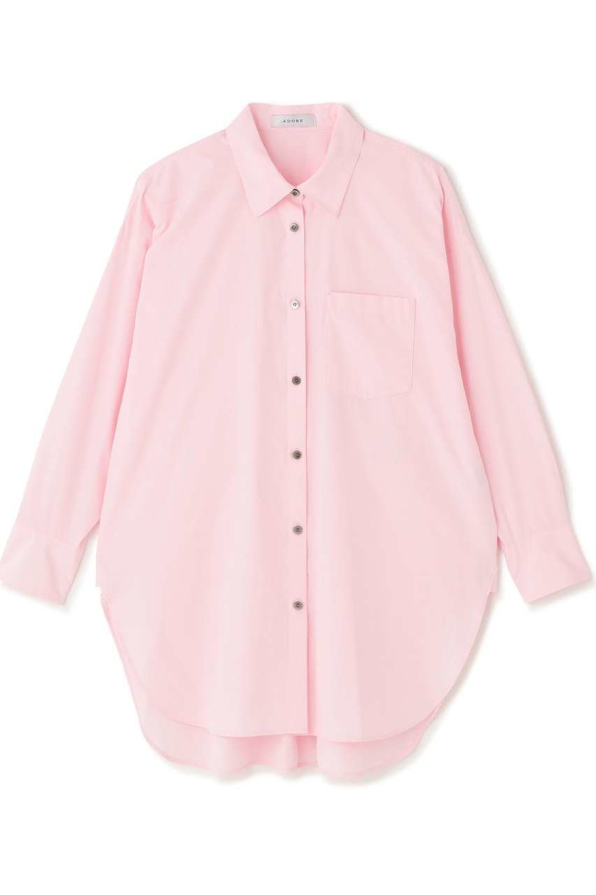 【アドーア/ADORE】のクリスピークロスシャツ インテリア・キッズ・メンズ・レディースファッション・服の通販 founy(ファニー) 　ファッション　Fashion　レディースファッション　Fashion for Women　トップス・カットソー　Cut & Sew Tops　シャツ・ブラウス・オフィスカジュアル　Elegant Blouses & Button-Ups　おすすめ　Recommended / Our Picks　スリーブ　Sleeve, Long Sleeve / Short Sleeve　ミックス　Mix, Mixed Style　ロング　Long, Long-Length　新作・新入荷　New Arrivals / New In　羽織　Haori, Light Jacket　ピンク|ID: prp329100004938676 ipo3291000000037059202