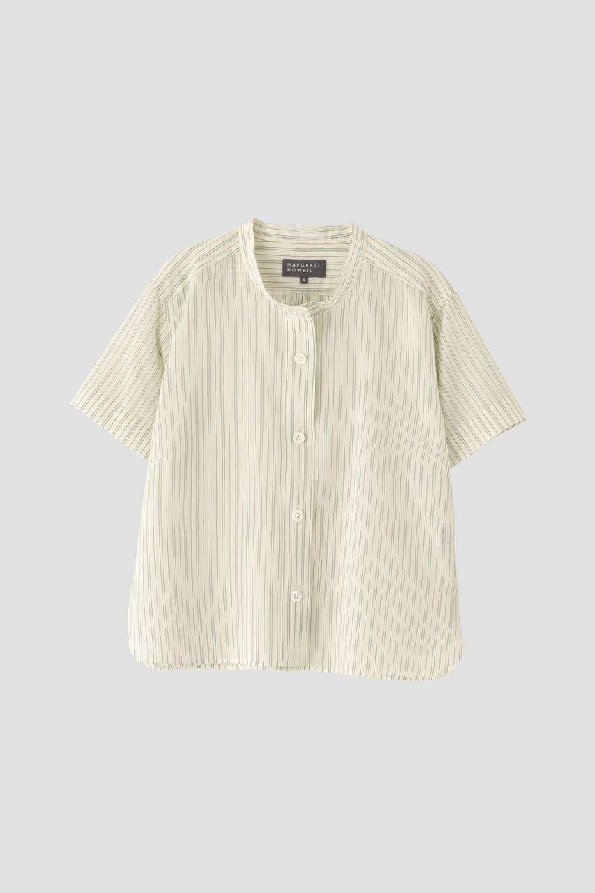 【マーガレットハウエル/MARGARET HOWELL】のCOTTON SILK GRAPHIC STRIPE SHIRT 人気、トレンドファッション・服の通販 founy(ファニー) 　ファッション　Fashion　レディースファッション　Fashion for Women　トップス・カットソー　Cut & Sew Tops　シャツ・ブラウス・オフィスカジュアル　Elegant Blouses & Button-Ups　クロップド　Cropped, Short Length　ショート　Short, Short Length　シルク　Silk, 100% Silk　ストライプ　Stripe, Striped Pattern　スリーブ　Sleeve, Long Sleeve / Short Sleeve　ポケット　Pocket, Pocket Detail　モダン　Modern, Contemporary　新作・新入荷　New Arrivals / New In　other-4|ID: prp329100004938685 ipo3291000000037059270