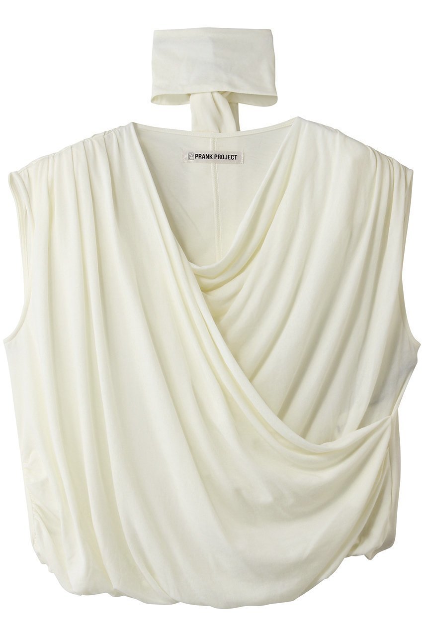 【プランク プロジェクト/PRANK PROJECT】のドレープジャージートップス インテリア・キッズ・メンズ・レディースファッション・服の通販 founy(ファニー) 　ファッション　Fashion　レディースファッション　Fashion for Women　トップス・カットソー　Cut & Sew Tops　シャツ・ブラウス・オフィスカジュアル　Elegant Blouses & Button-Ups　ロングTシャツ・Tシャツ　Longline T-Shirts & Tees　カットソー・ベーシックTシャツ　Cut-and-Sewn Tops / Stretch Tees & Basics　ショート　Short, Short Length　スカーフ　Scarf, Neckwear　スリーブ　Sleeve, Long Sleeve / Short Sleeve　パーティ　Party, Party Style　フェミニン　Feminine, Girly　新作・新入荷　New Arrivals / New In　WHT(ホワイト)|ID: prp329100004938726 ipo3291000000037059554