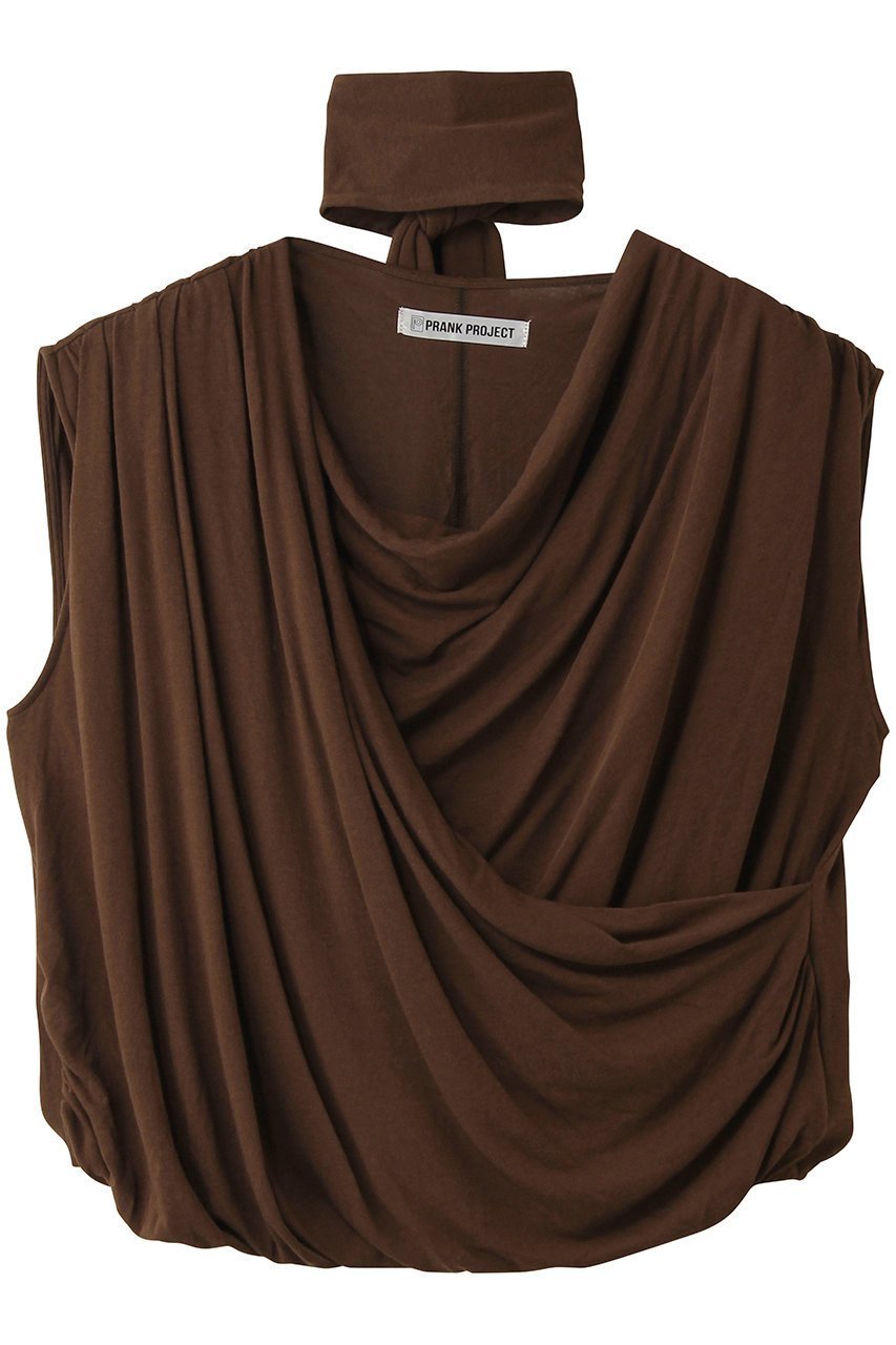 【プランク プロジェクト/PRANK PROJECT】のドレープジャージートップス インテリア・キッズ・メンズ・レディースファッション・服の通販 founy(ファニー) 　ファッション　Fashion　レディースファッション　Fashion for Women　トップス・カットソー　Cut & Sew Tops　シャツ・ブラウス・オフィスカジュアル　Elegant Blouses & Button-Ups　ロングTシャツ・Tシャツ　Longline T-Shirts & Tees　カットソー・ベーシックTシャツ　Cut-and-Sewn Tops / Stretch Tees & Basics　ショート　Short, Short Length　スカーフ　Scarf, Neckwear　スリーブ　Sleeve, Long Sleeve / Short Sleeve　パーティ　Party, Party Style　フェミニン　Feminine, Girly　新作・新入荷　New Arrivals / New In　BRN(ブラウン)|ID: prp329100004938726 ipo3291000000037059555