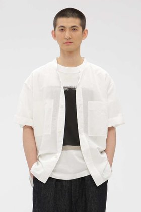 【マーガレット ハウエル/MARGARET HOWELL / MEN】のHIGH COUNT DRY COTTON LINEN SHIRT 人気、トレンドファッション・服の通販 founy(ファニー) ファッション Fashion レディースファッション Fashion for Women トップス・カットソー Cut & Sew Tops シャツ・ブラウス・オフィスカジュアル Elegant Blouses & Button-Ups コンパクト Compact, Small Size ショート Short, Short Length スタンド Stand Collar, Upright Stand スリーブ Sleeve, Long Sleeve / Short Sleeve パッチ Patch, Appliqué ポケット Pocket, Pocket Detail リネン Linen, Linen Fabric ワーク Workwear, Utility Style 新作・新入荷 New Arrivals / New In |ID:prp329100004938766
