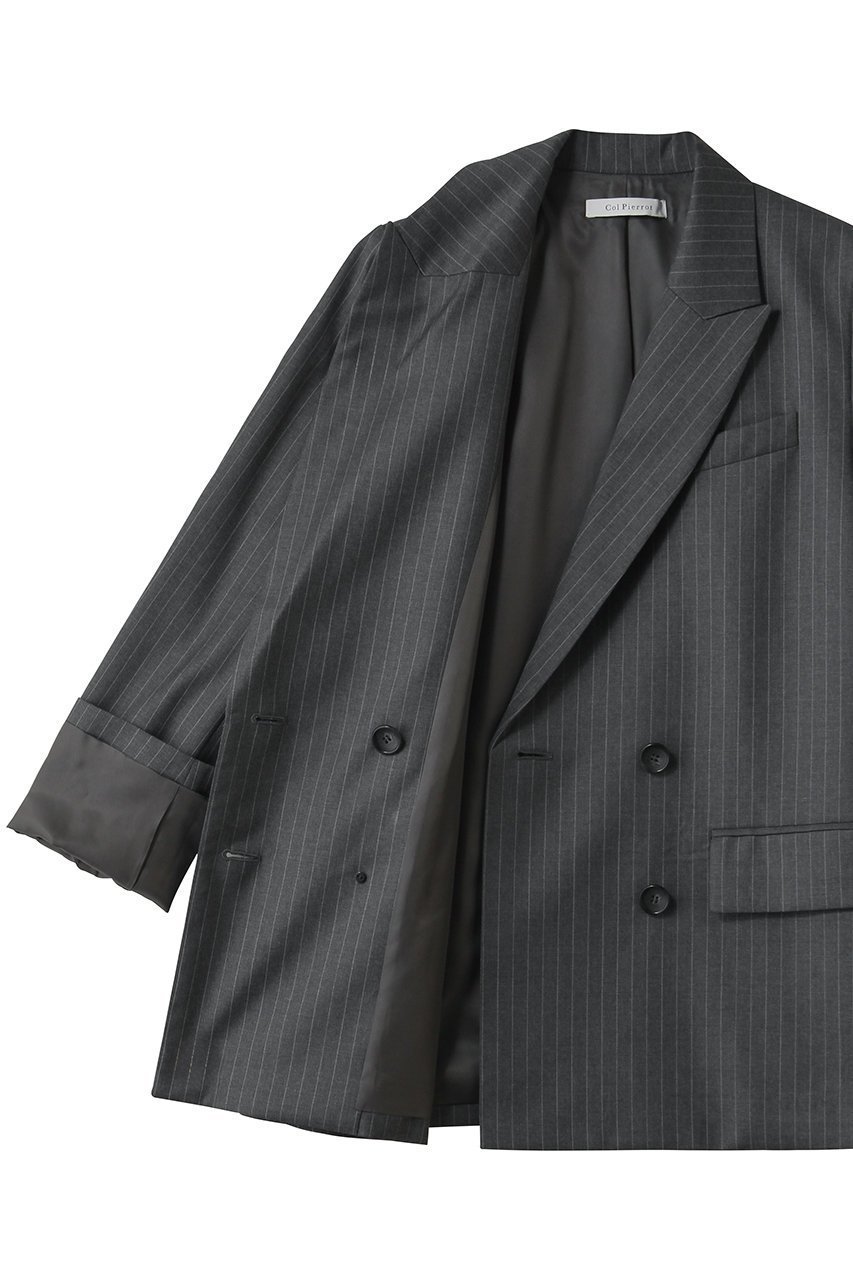 【コルピエロ/Col Pierrot】のストライプマスキュリンジャケット 人気、トレンドファッション・服の通販 founy(ファニー) 　ファッション　Fashion　レディースファッション　Fashion for Women　アウター　Coat / Outerwear Collection　レディースジャケット・軽アウター　Jackets　ジャケット　Jacket, Outerwear　ストライプ　Stripe, Striped Pattern　デニム　Denim, Jeans Material　バランス　Balance, Style Balance　ビジネス 仕事 通勤　Business / Work / Commuting　ボトム　Bottoms, Lower Wear　新作・新入荷　New Arrivals / New In　other-6|ID: prp329100004941533 ipo3291000000037087304