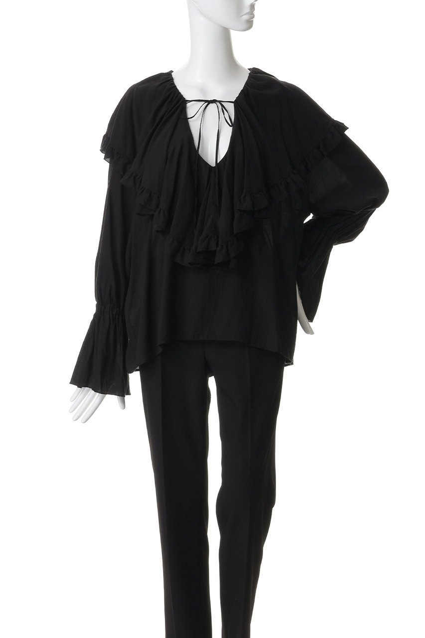 【コルピエロ/Col Pierrot】のフリルカラーブラウス 人気、トレンドファッション・服の通販 founy(ファニー) 　ファッション　Fashion　レディースファッション　Fashion for Women　トップス・カットソー　Cut & Sew Tops　シャツ・ブラウス・オフィスカジュアル　Elegant Blouses & Button-Ups　カフス　Cuff Design　スリーブ　Sleeve, Long Sleeve / Short Sleeve　デコルテ　Décolleté, Neckline　フリル　Frill, Ruffle　ロング　Long, Long-Length　新作・新入荷　New Arrivals / New In　other-2|ID: prp329100004941544 ipo3291000000037087371